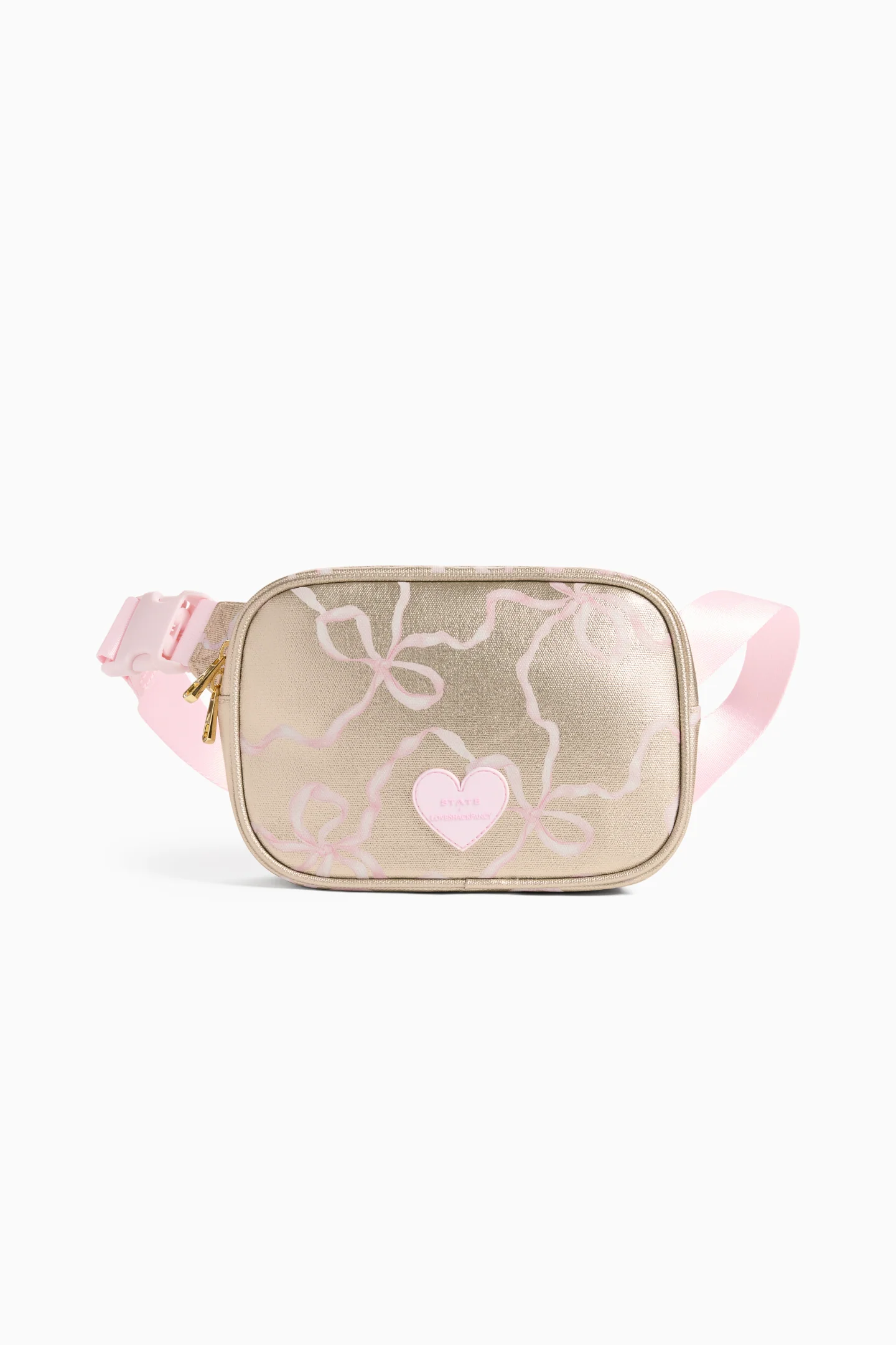 STATE x LoveShackFancy Bolsa de Cintura Grande Bennet em Dourado