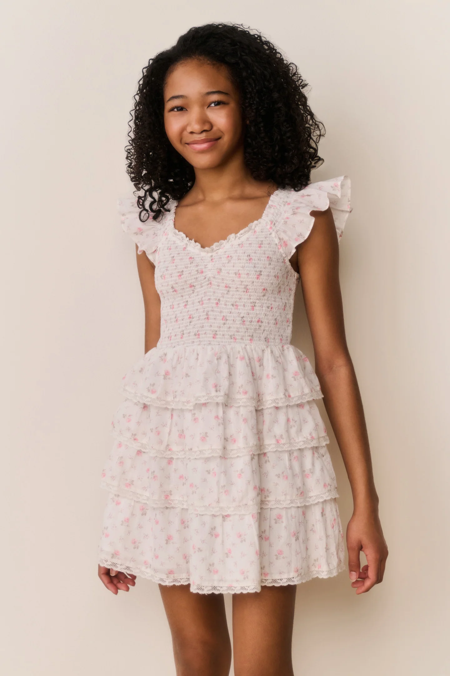 Vestido de Algodão Floral Tween Linoette