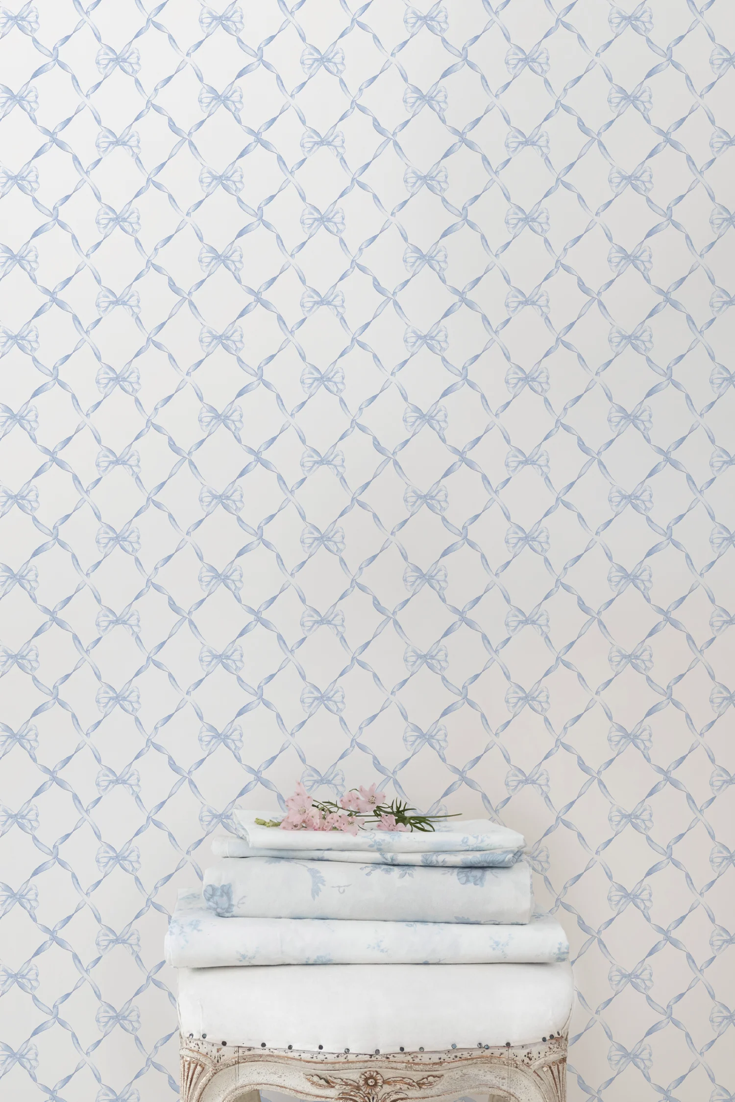 Papel de Parede Baby Bow Azul Bella Padrão