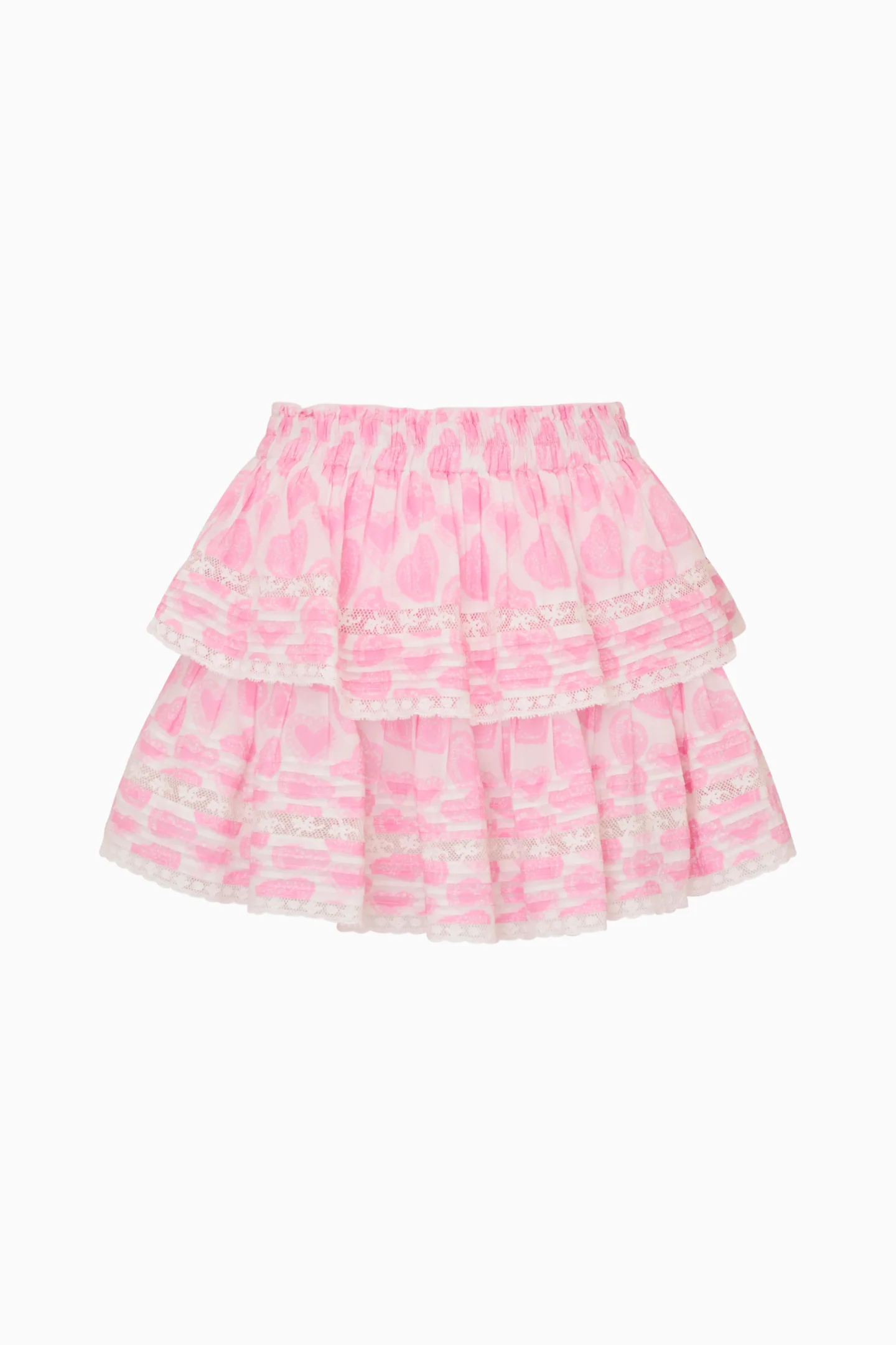 Mini-Saia com Ruffles com Estampa de Coração