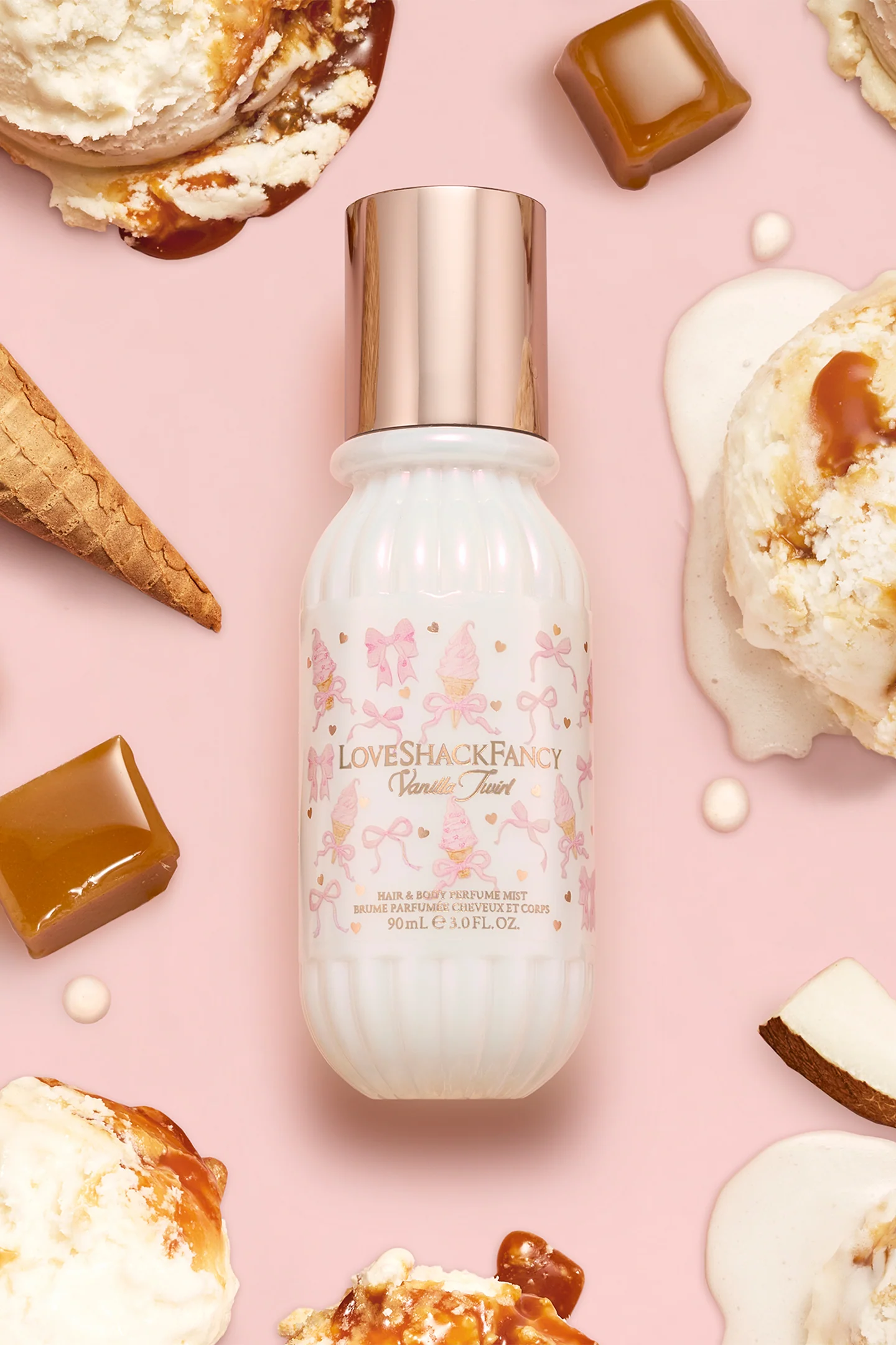Mini Perfume Spray para Cabelo e Corpo com Vanila e Mousse de Caramelo Salgado