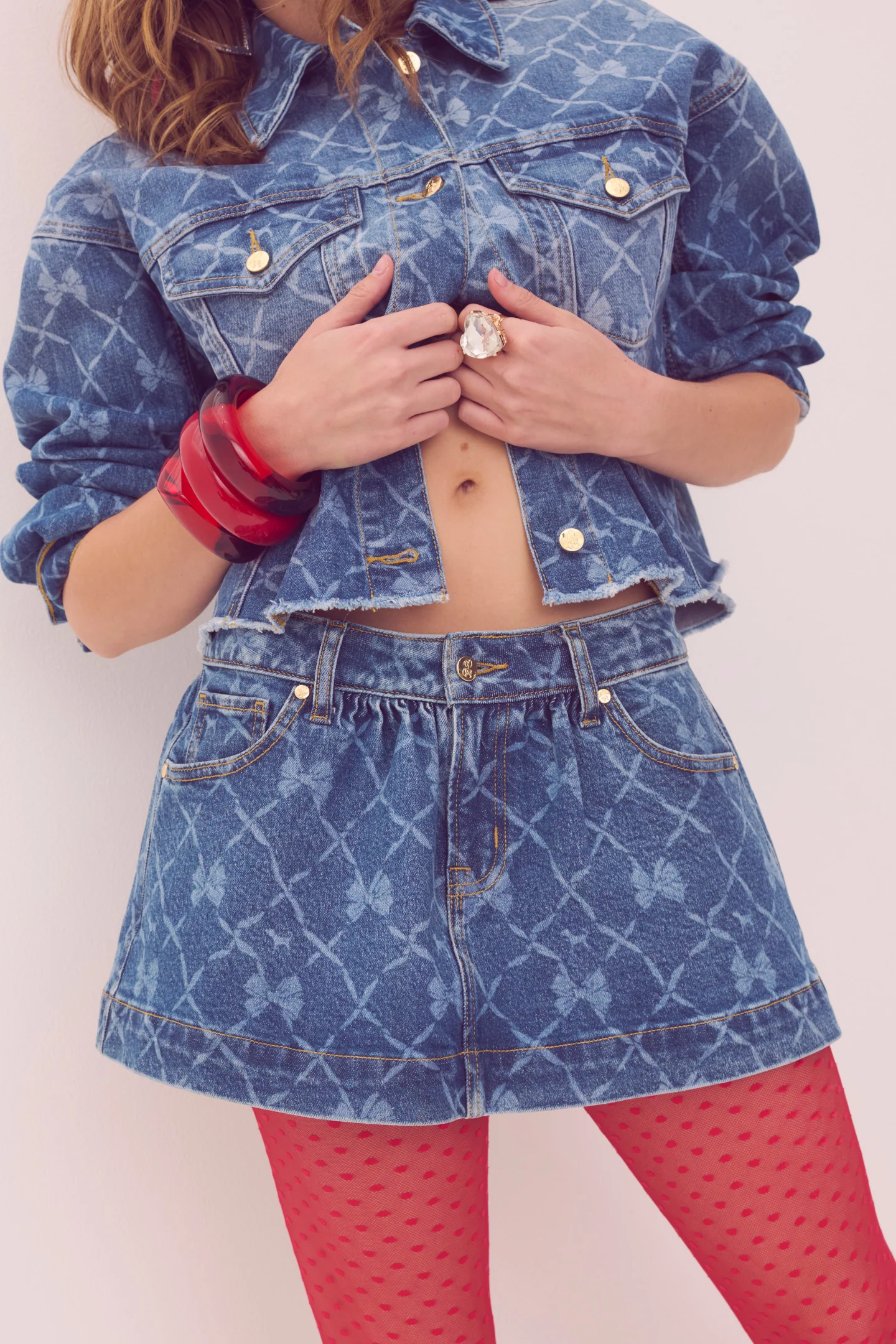 Saia de Denim PINK x LoveShackFancy
