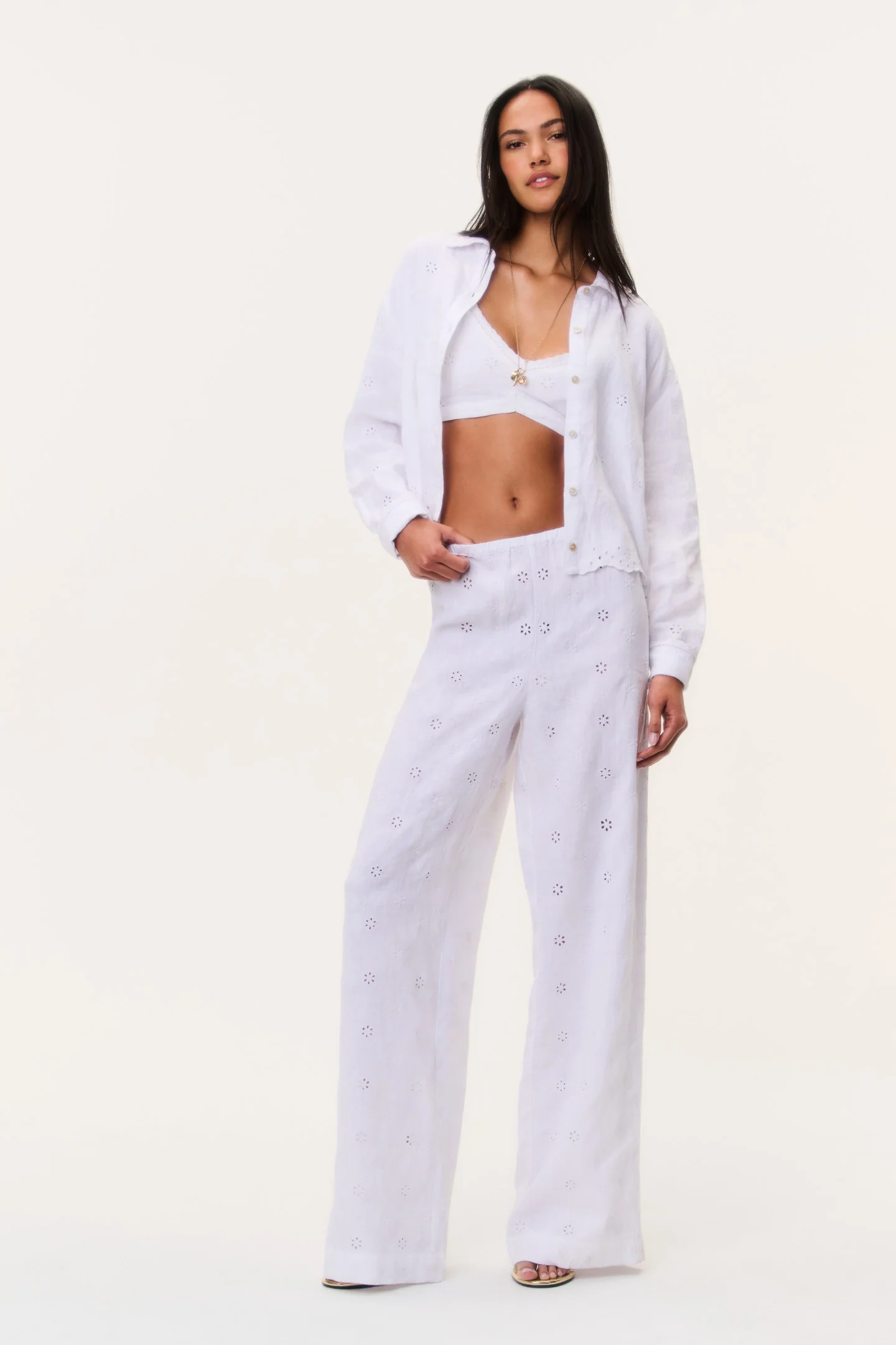 Calça Linho com Olhal Cinna