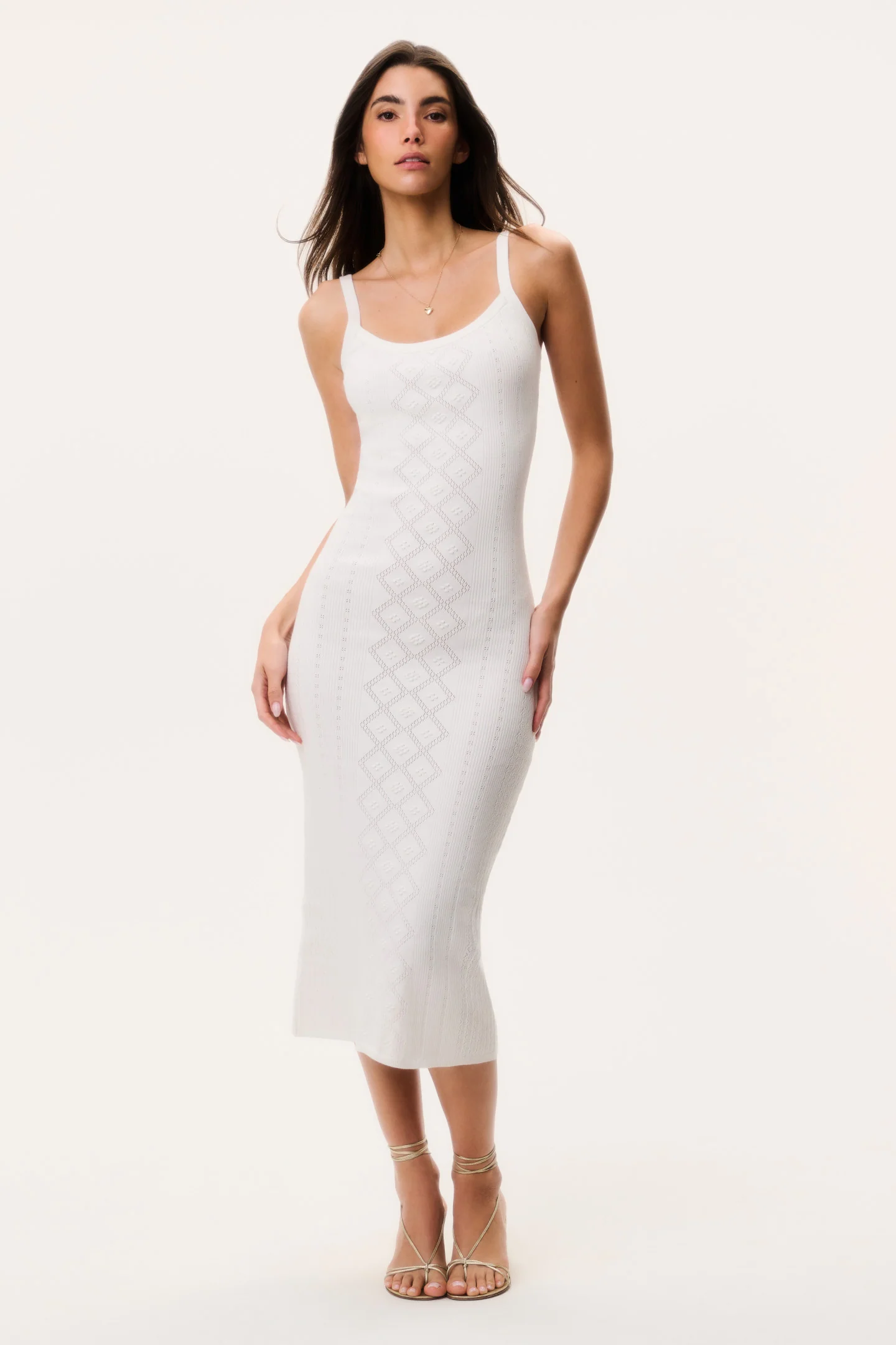 Vestido Midi Pointelle de Algodão Opalina