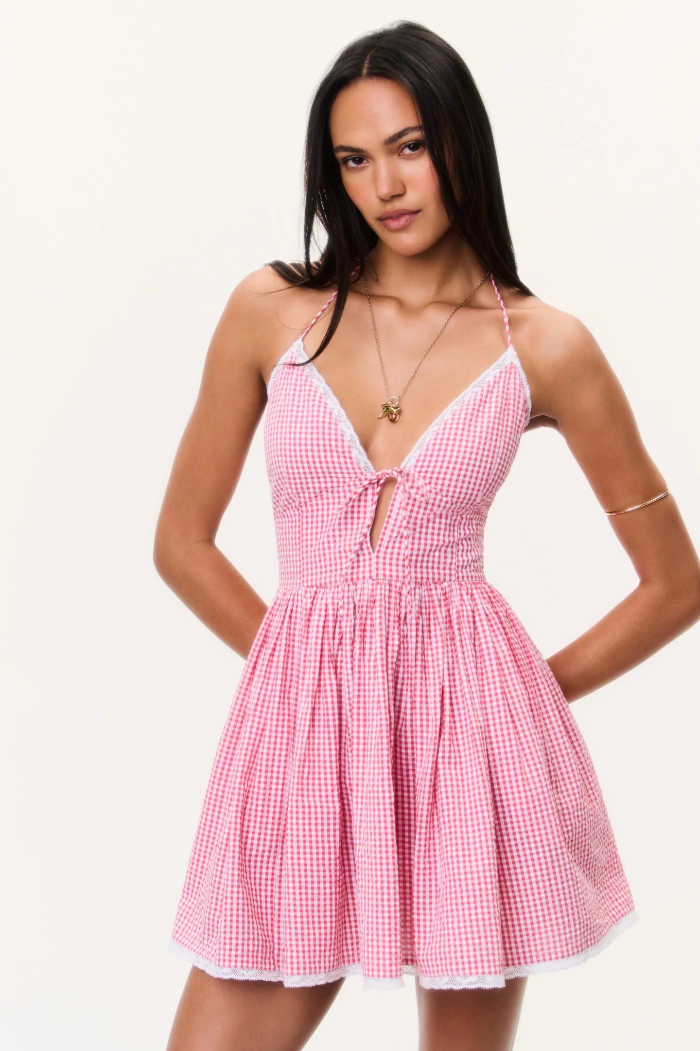 Vestido Mini Gingham de Algodão Khloe