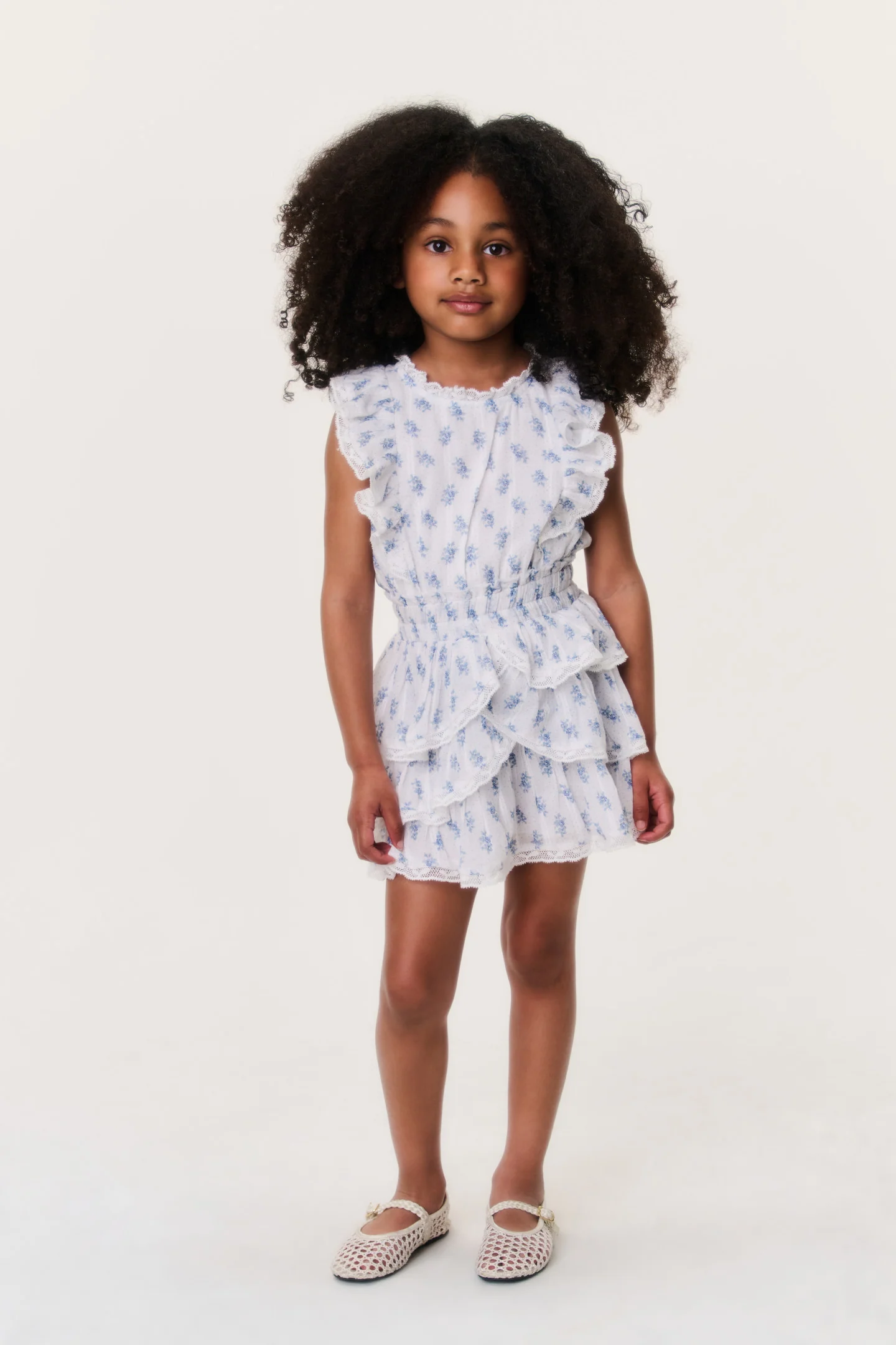 Vestido Mini de Nuvem Índigo para Meninas Pequenas