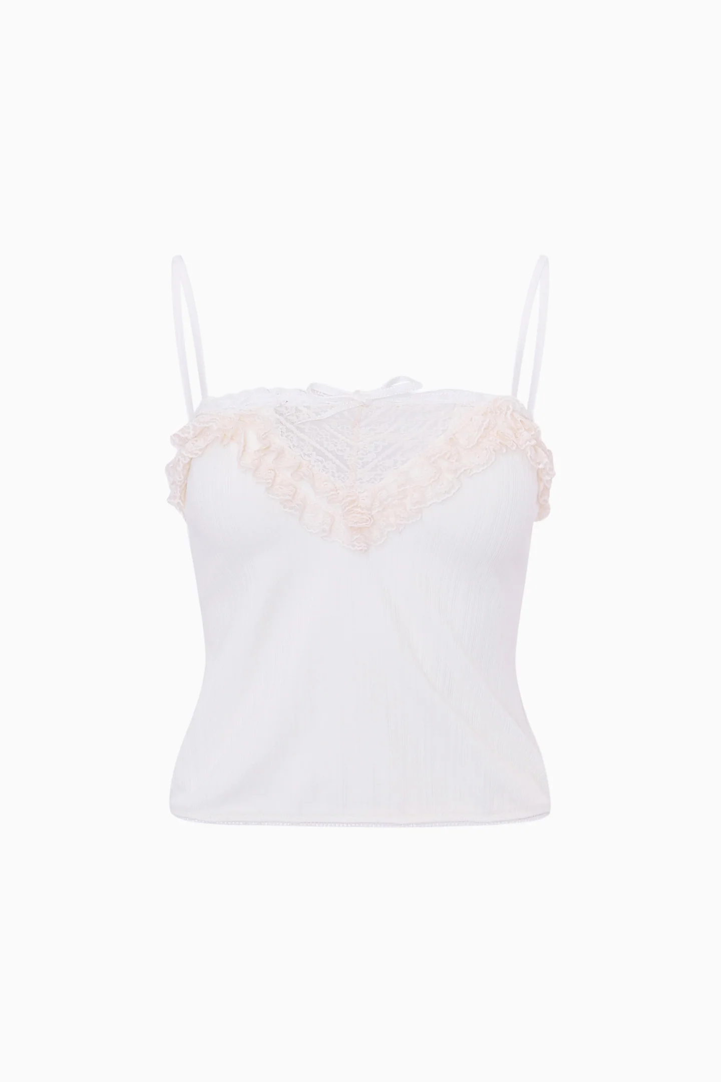 Delphian Cami Cropped com Detalhes em Ruffle