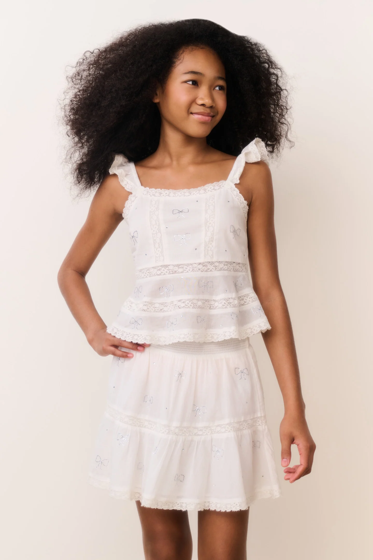 Top de Algodão com Laço de Cristal Tween Melsy