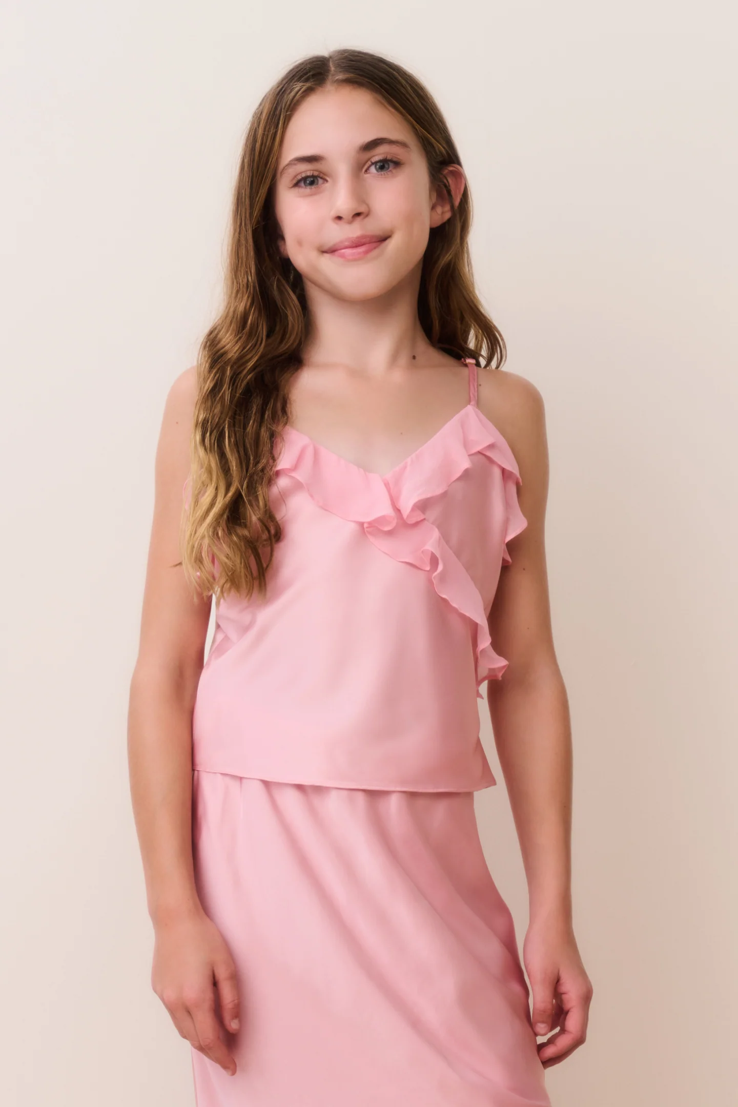 Top com Ruffles Tween Kalea Charmeuse