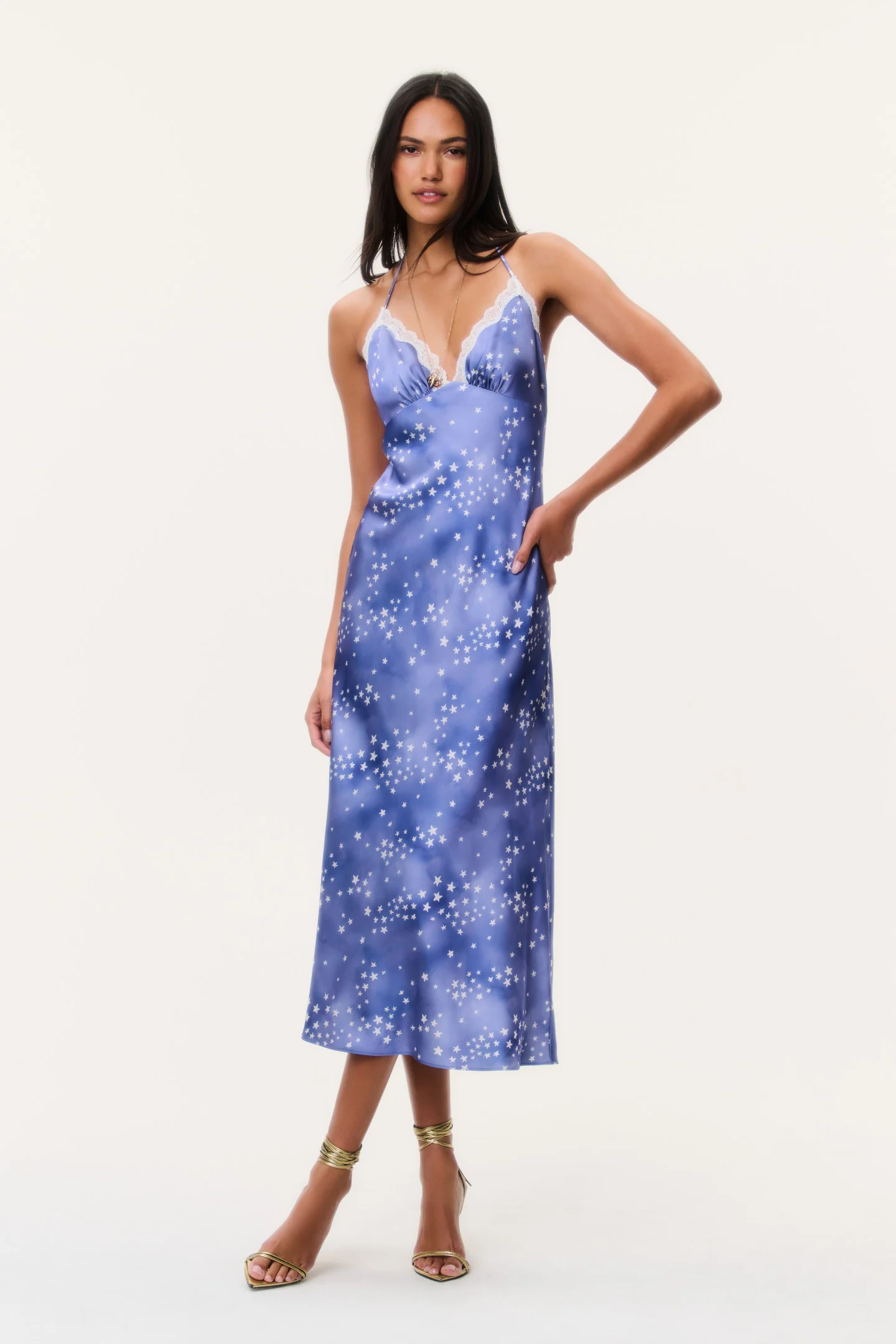 Vestido Midi Evania com Estampa de Estrela