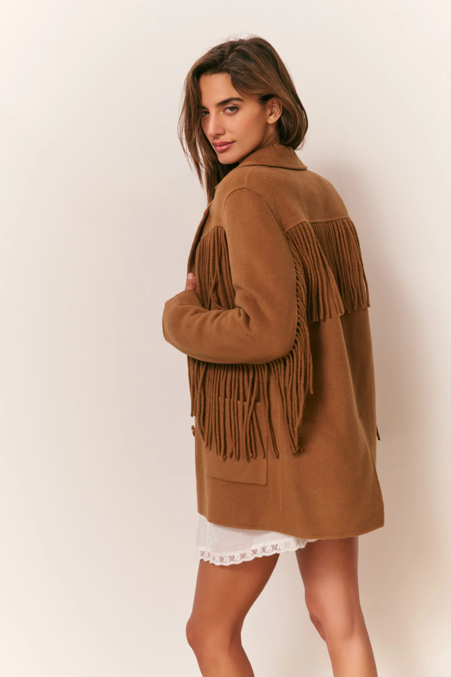 Jaqueta com Fringe de Lã Maebella