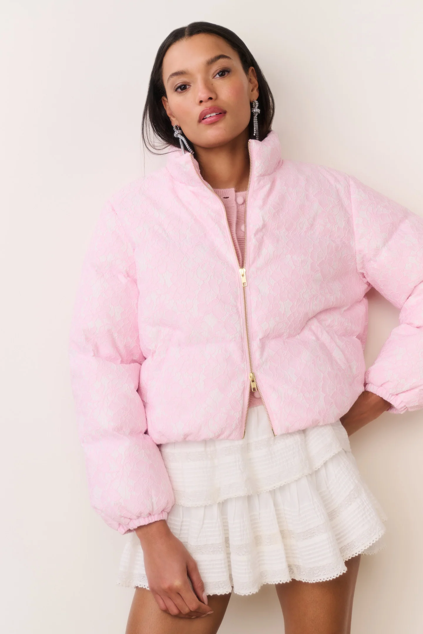 Jaqueta Puffer de Renda Celesta