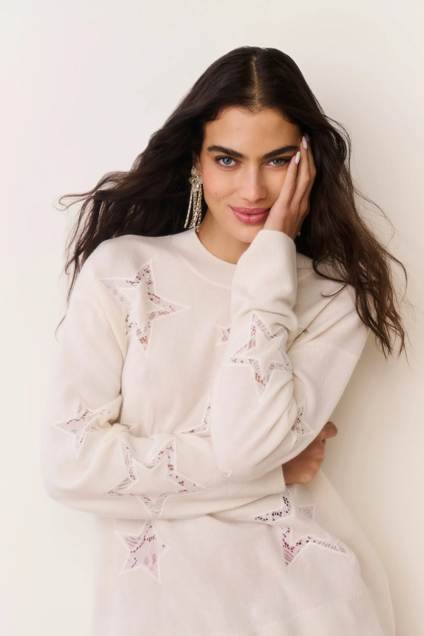 Westcott Pullover Estrela de Renda de Lã e Caxemira