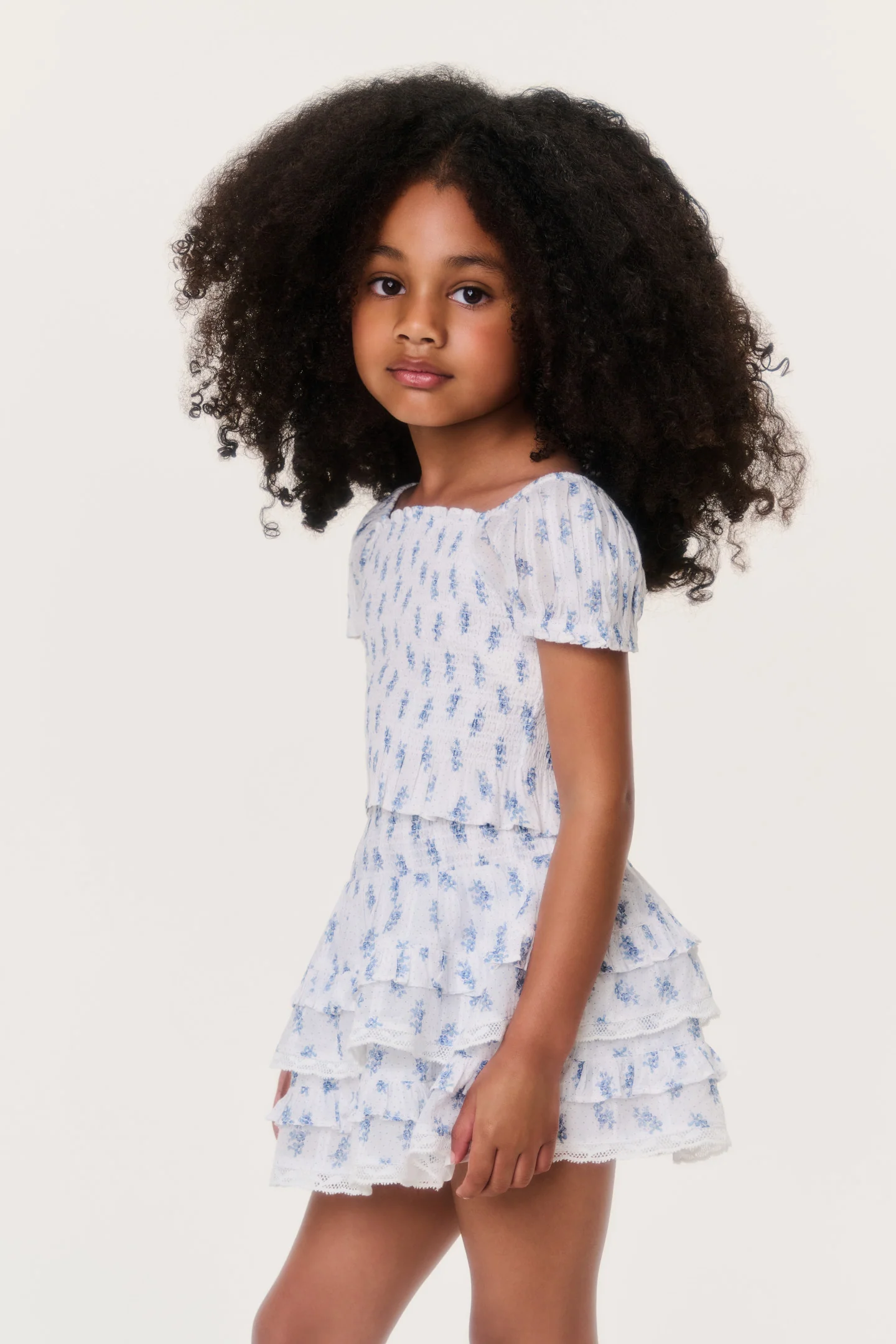 Saia Billie em Nuvem Índigo para Meninas Pequenas