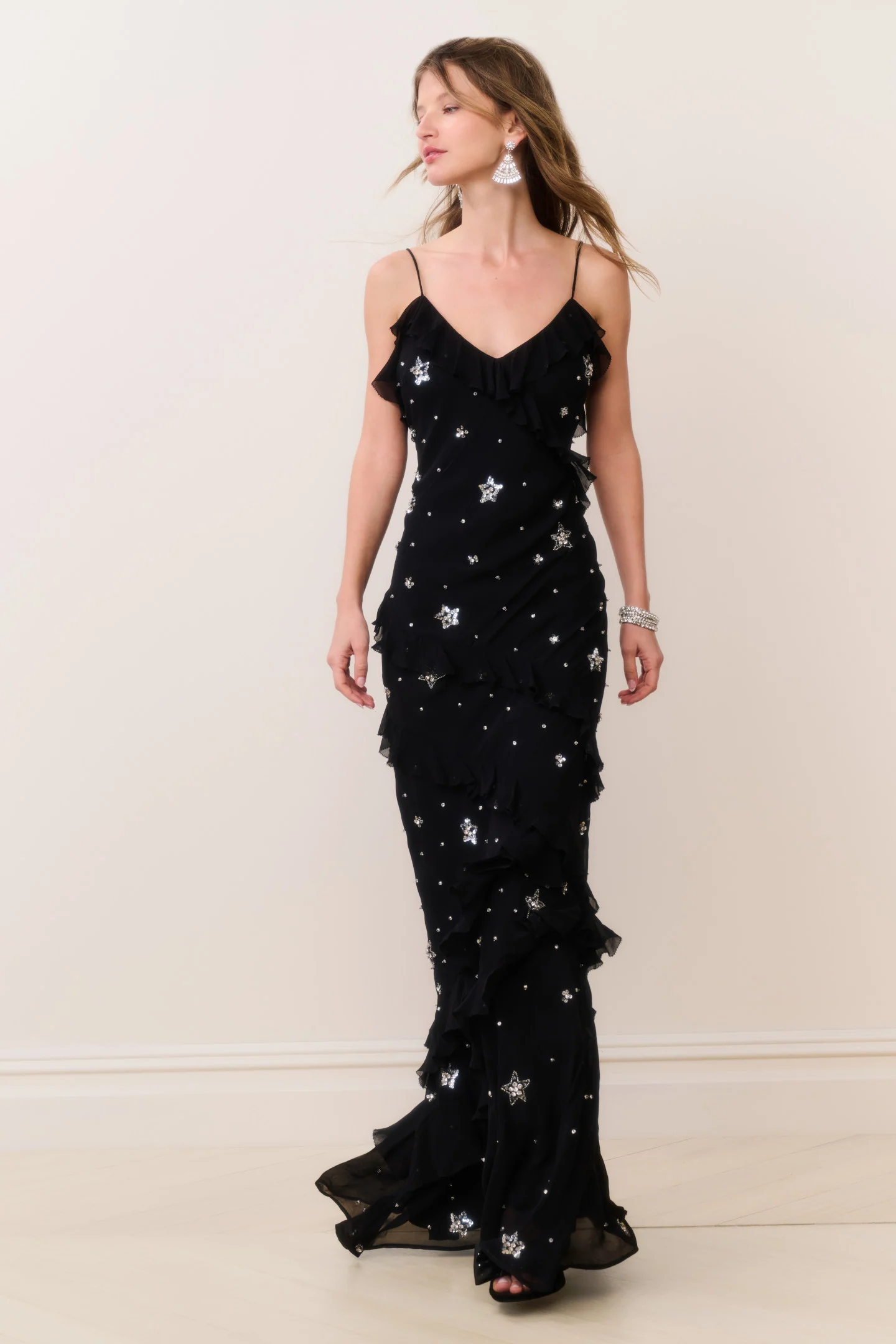 Vestido Maxi com Detalhes de Cristal Rialto