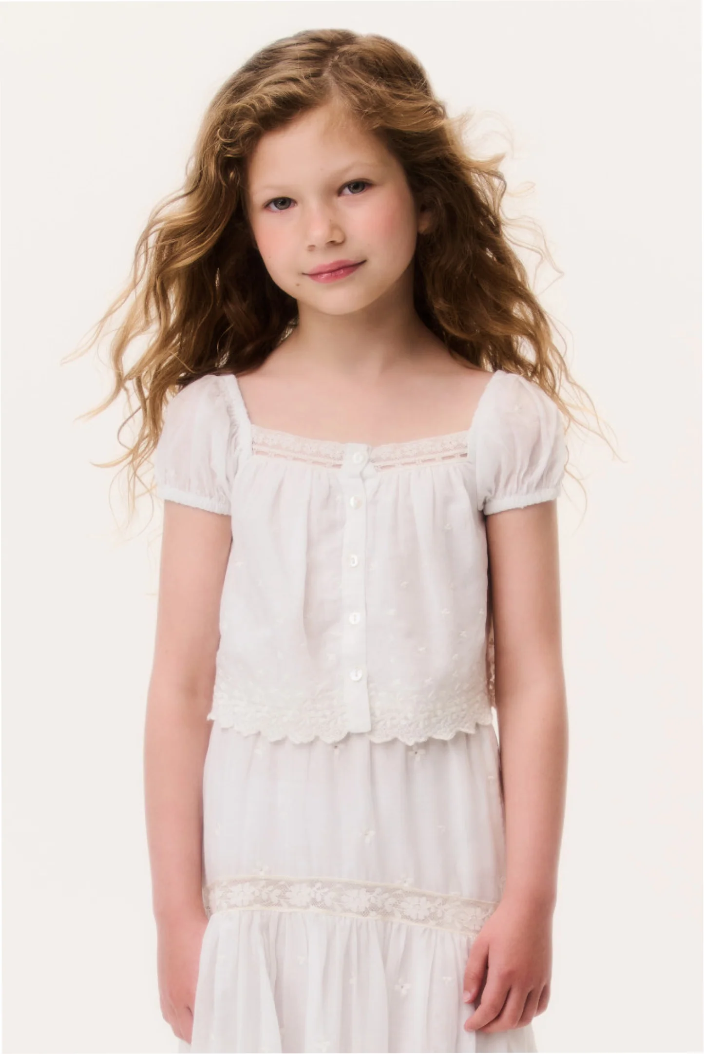 Blusa de Algodão com Renda para Meninas Leonna
