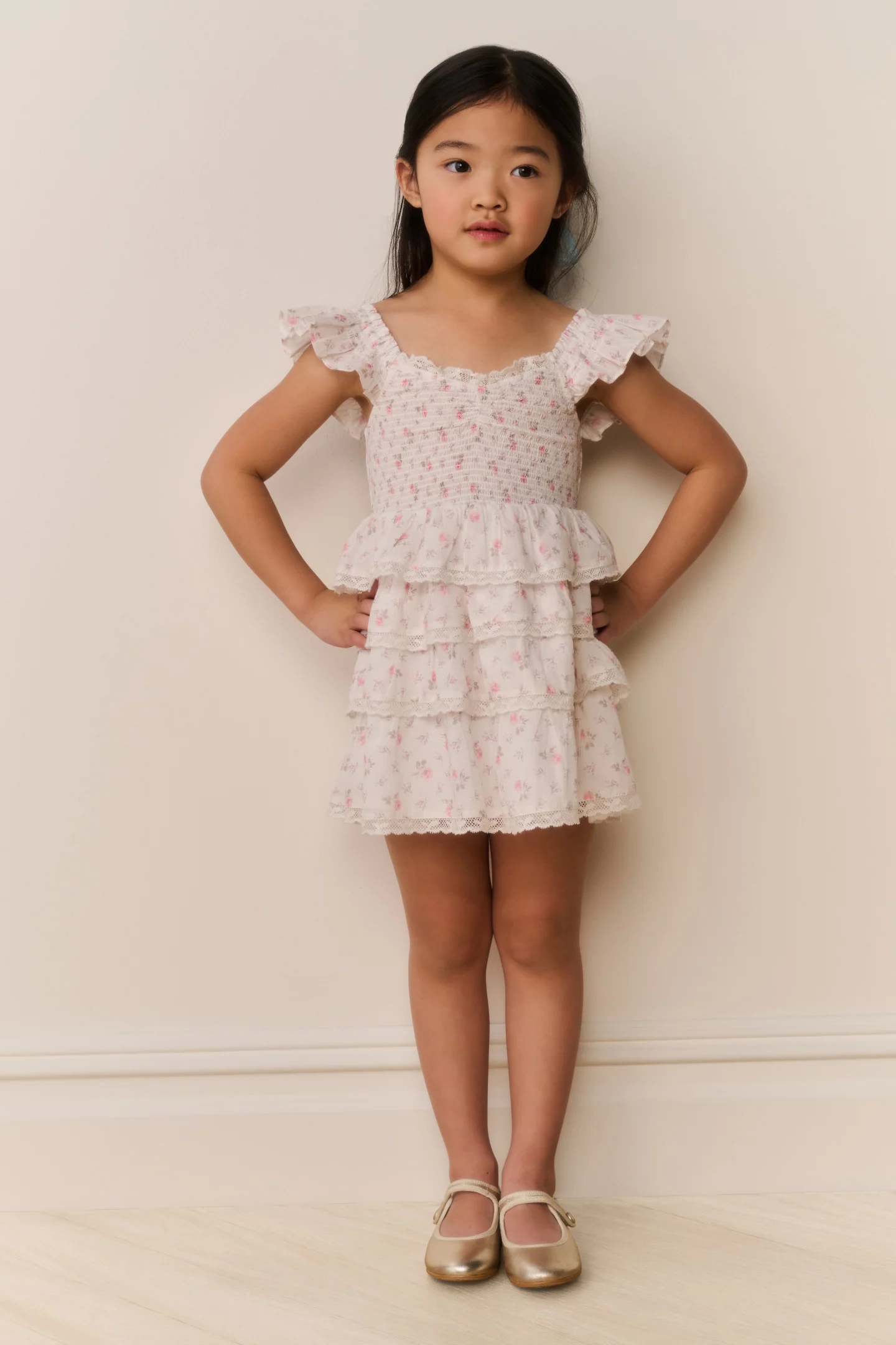 Vestido de Algodão Floral Linoette para Meninas
