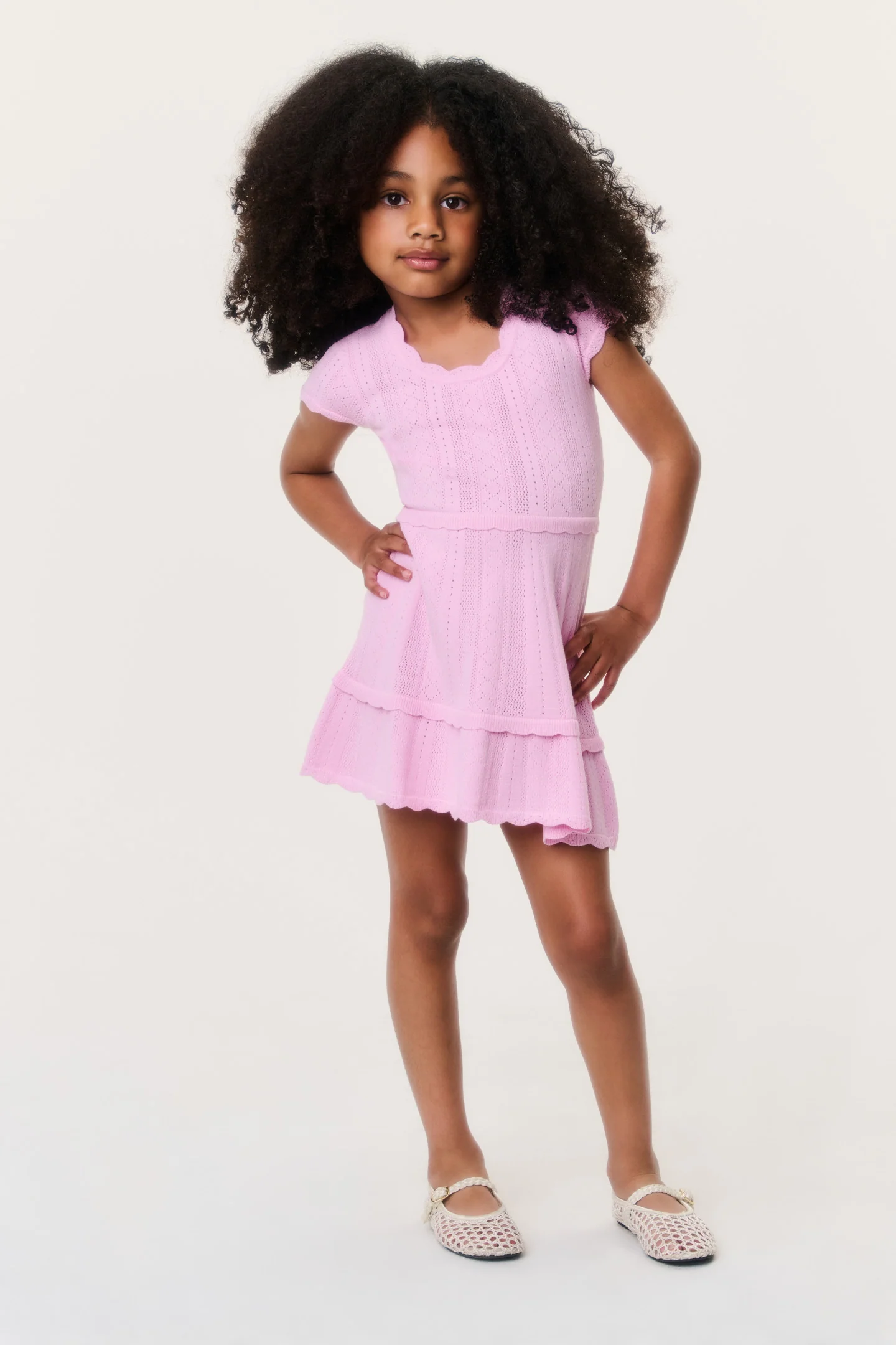 Vestido Mini Pointelle para Meninas Pequenas