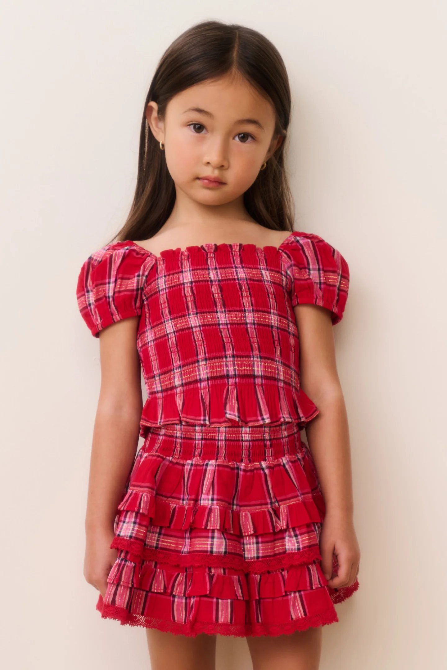 Top Tartan Fabielle para Meninas Pequenas