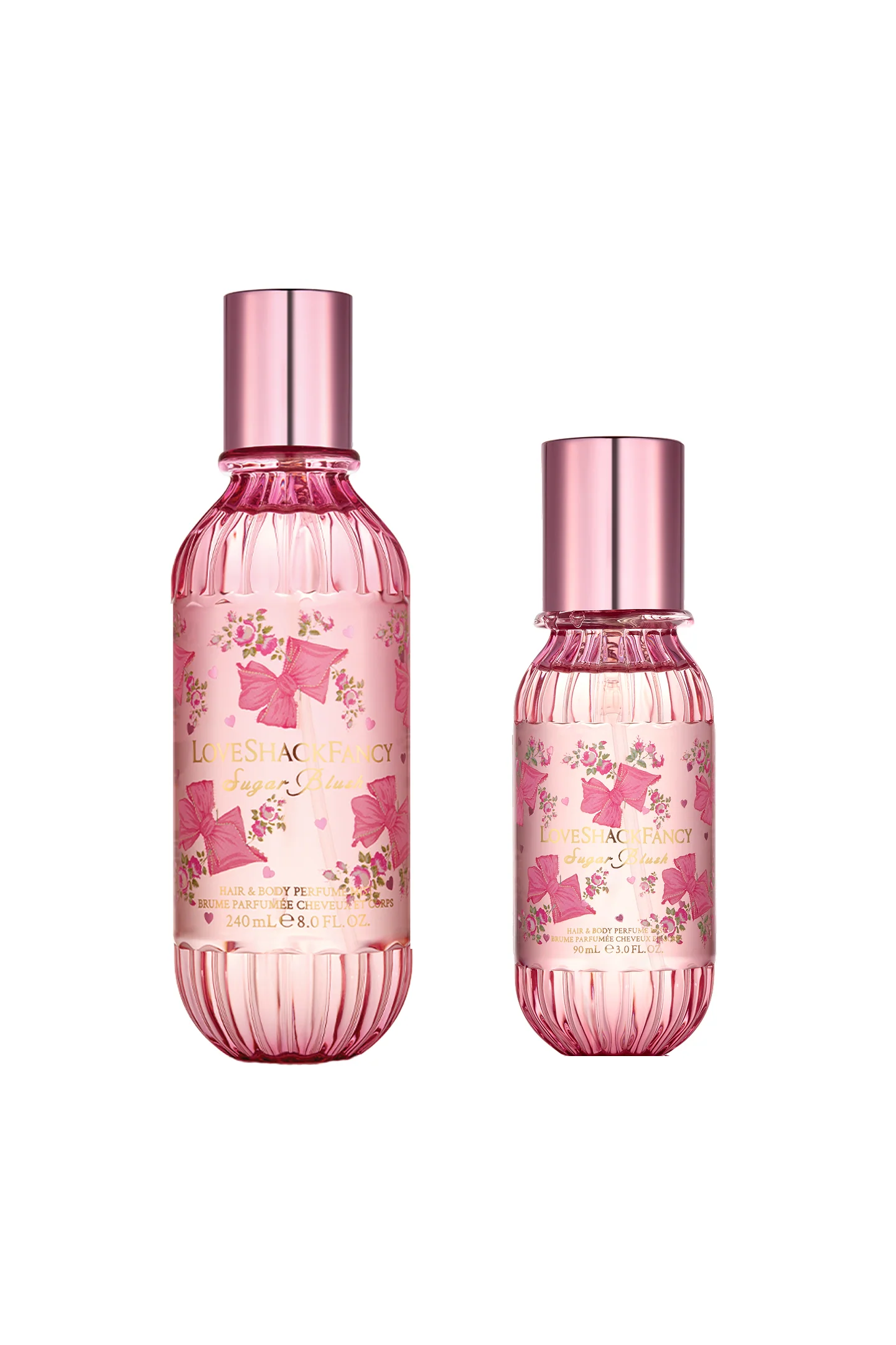 Conjunto de Perfume para Cabelo e Corpo Sugar Blush Tamanho Completo e Mini