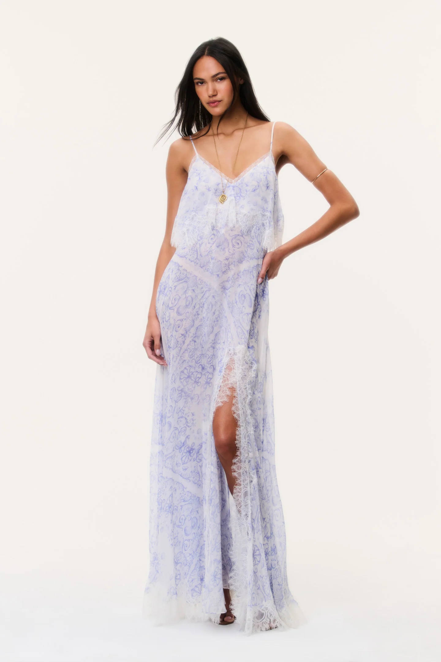 Vestido Longo de Seda Transparente Stelline