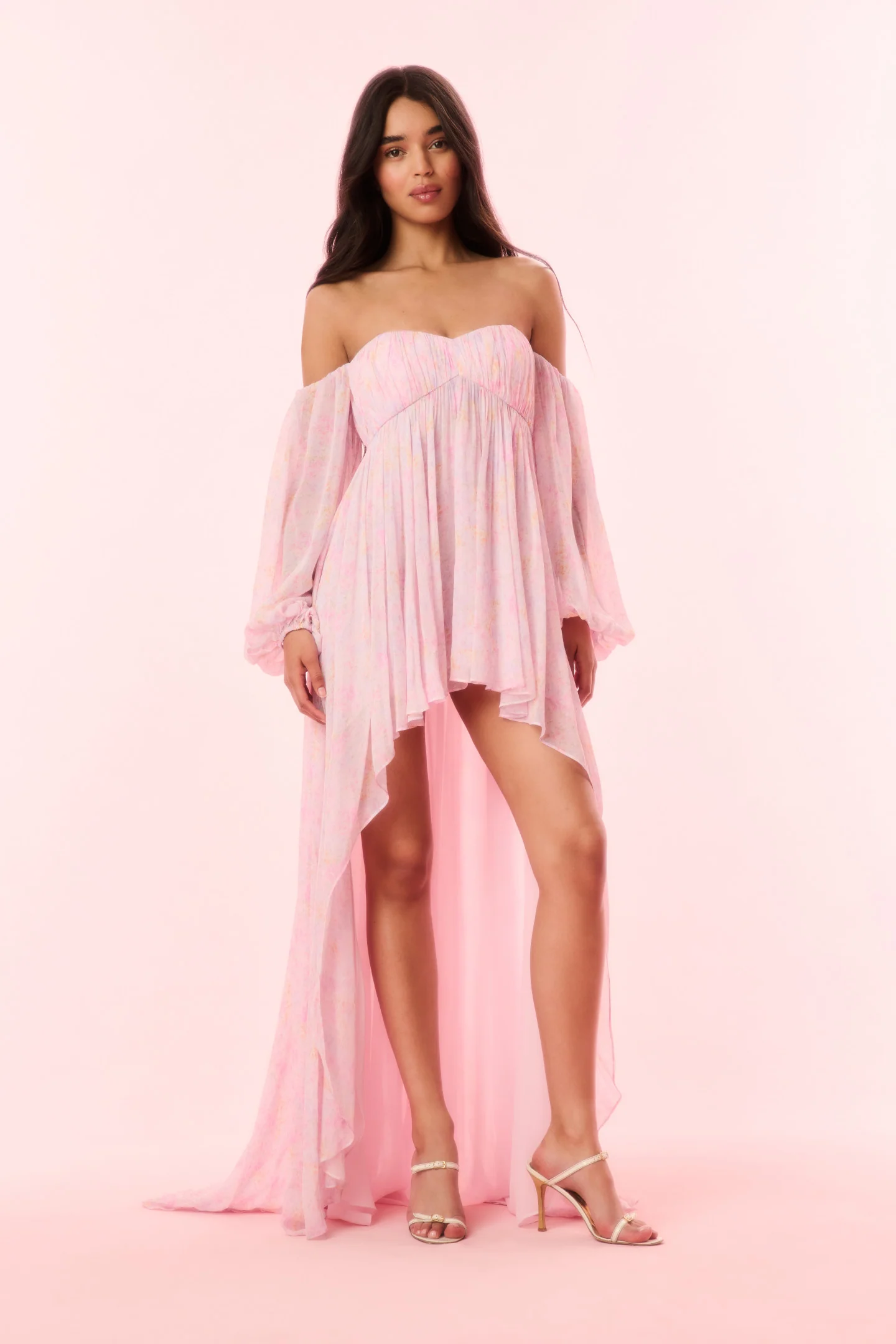 Vestido Floral Kataline de Gola Alta e Baixa