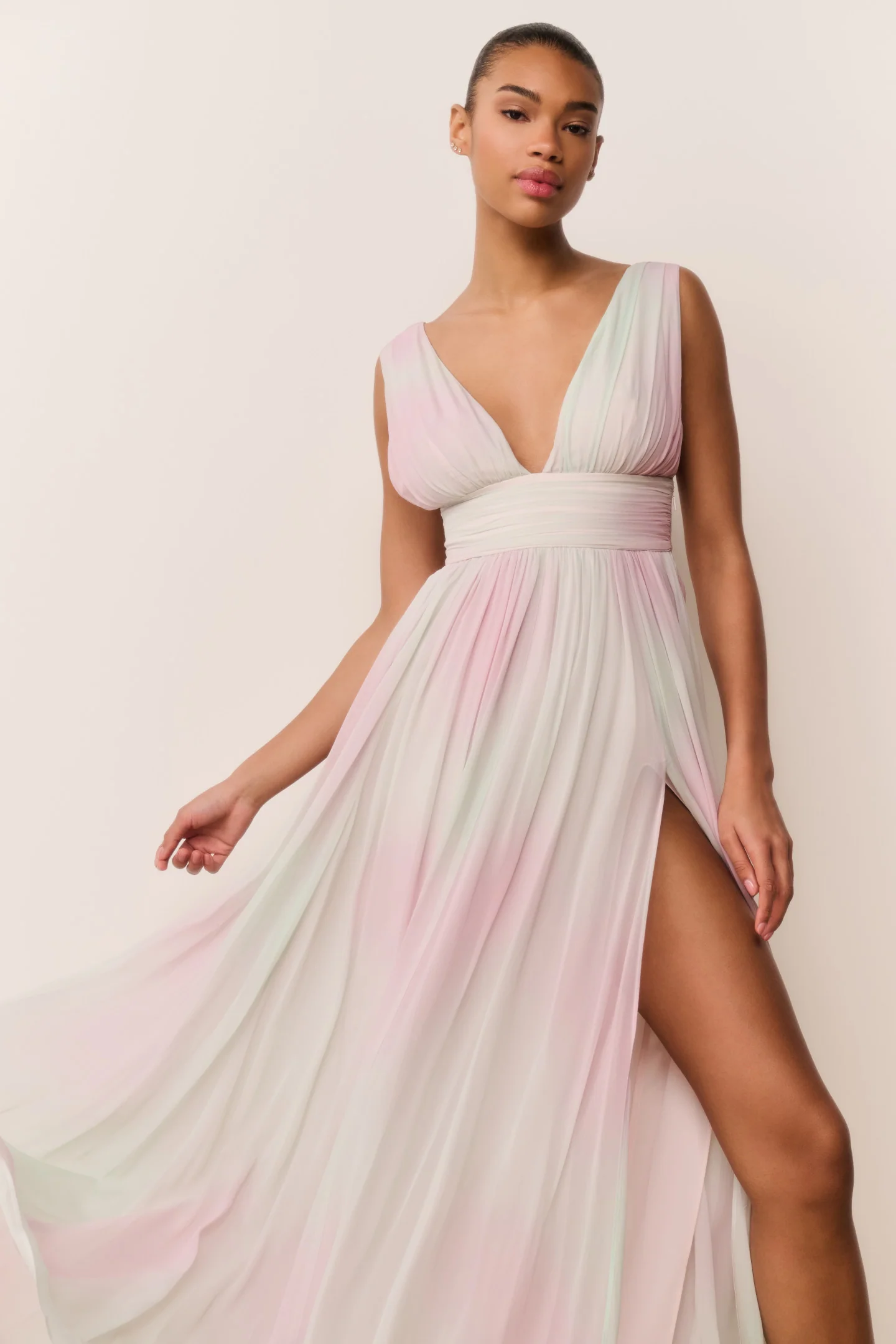 Vestido Maxi de Chifon Tie-Dye Pastel Madeleine
