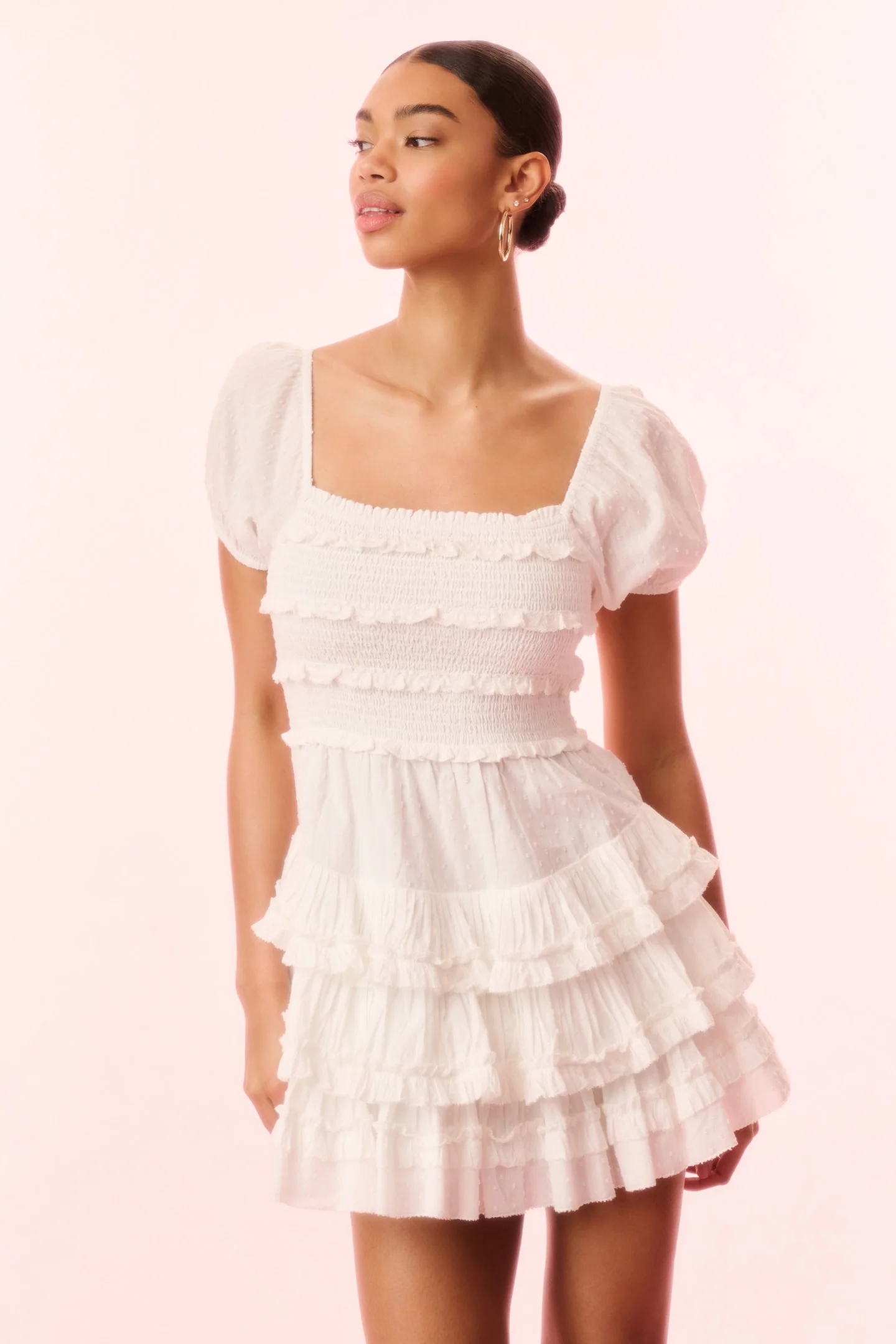 Vestido Mini com Renda de Algodão Fellows
