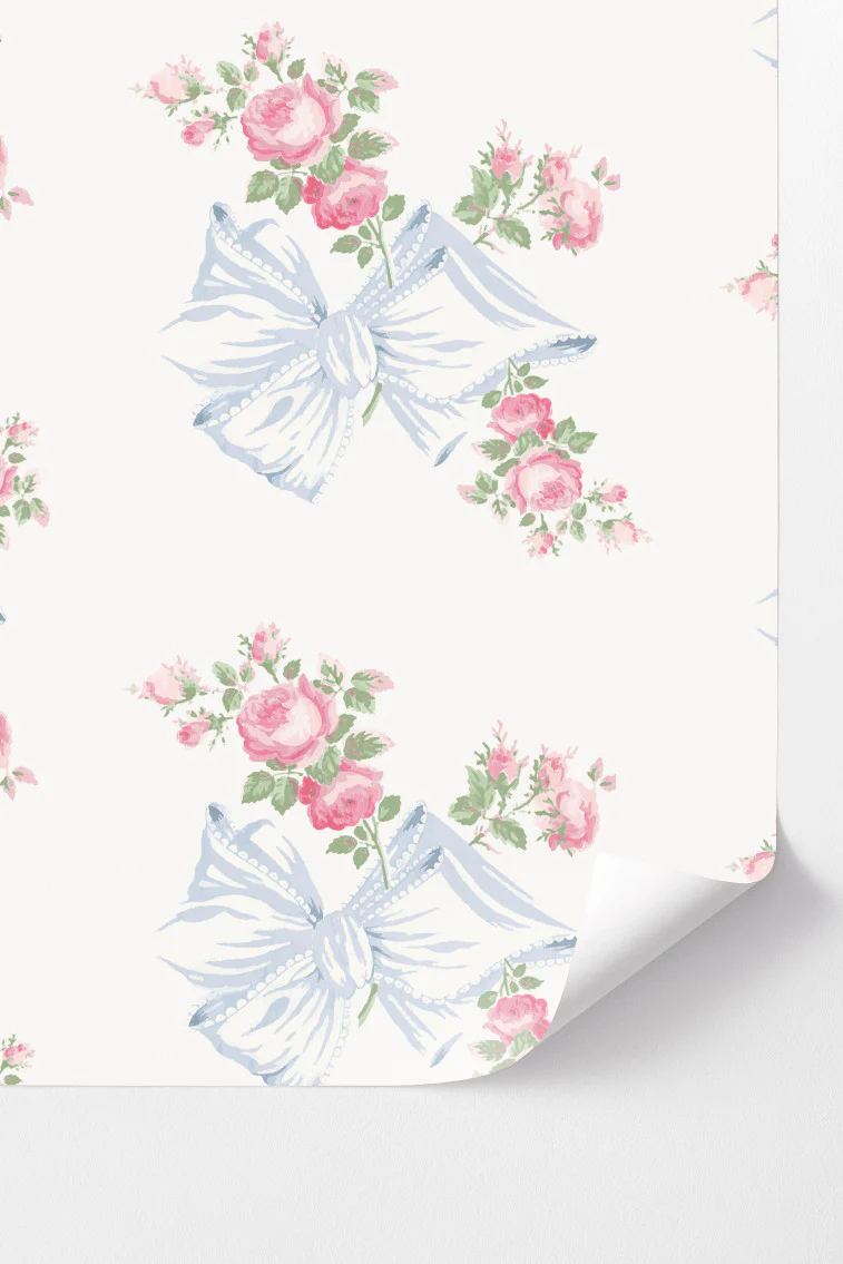 Papel de Parede Rosa Beaux Pastel Azul Peel + Stick