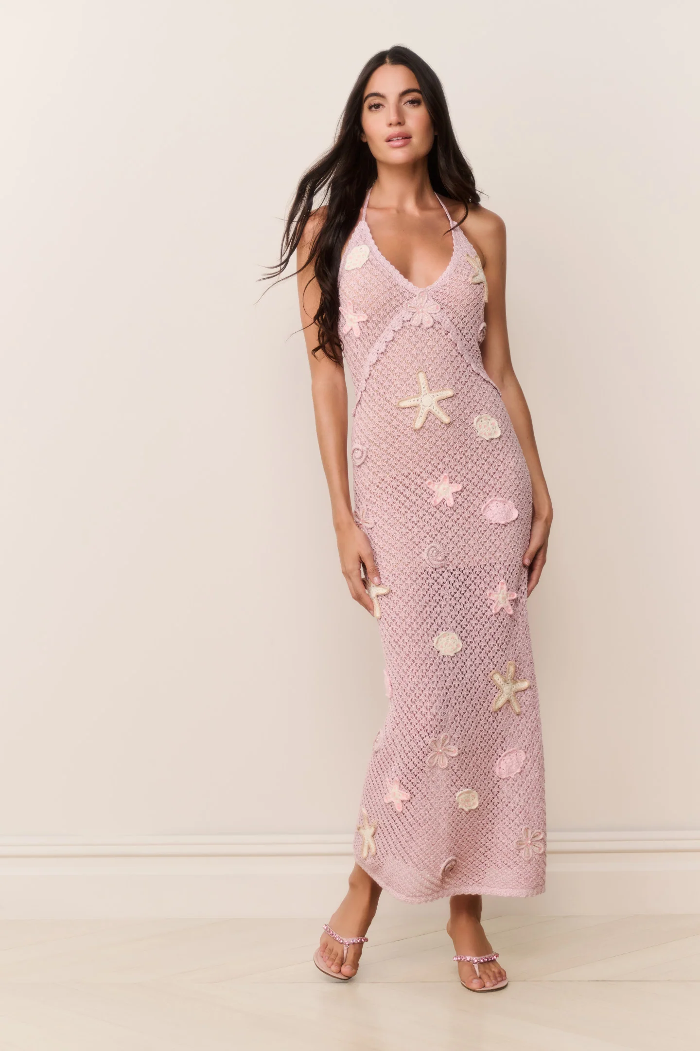 Vestido Maxi Crochê com Contas Macie