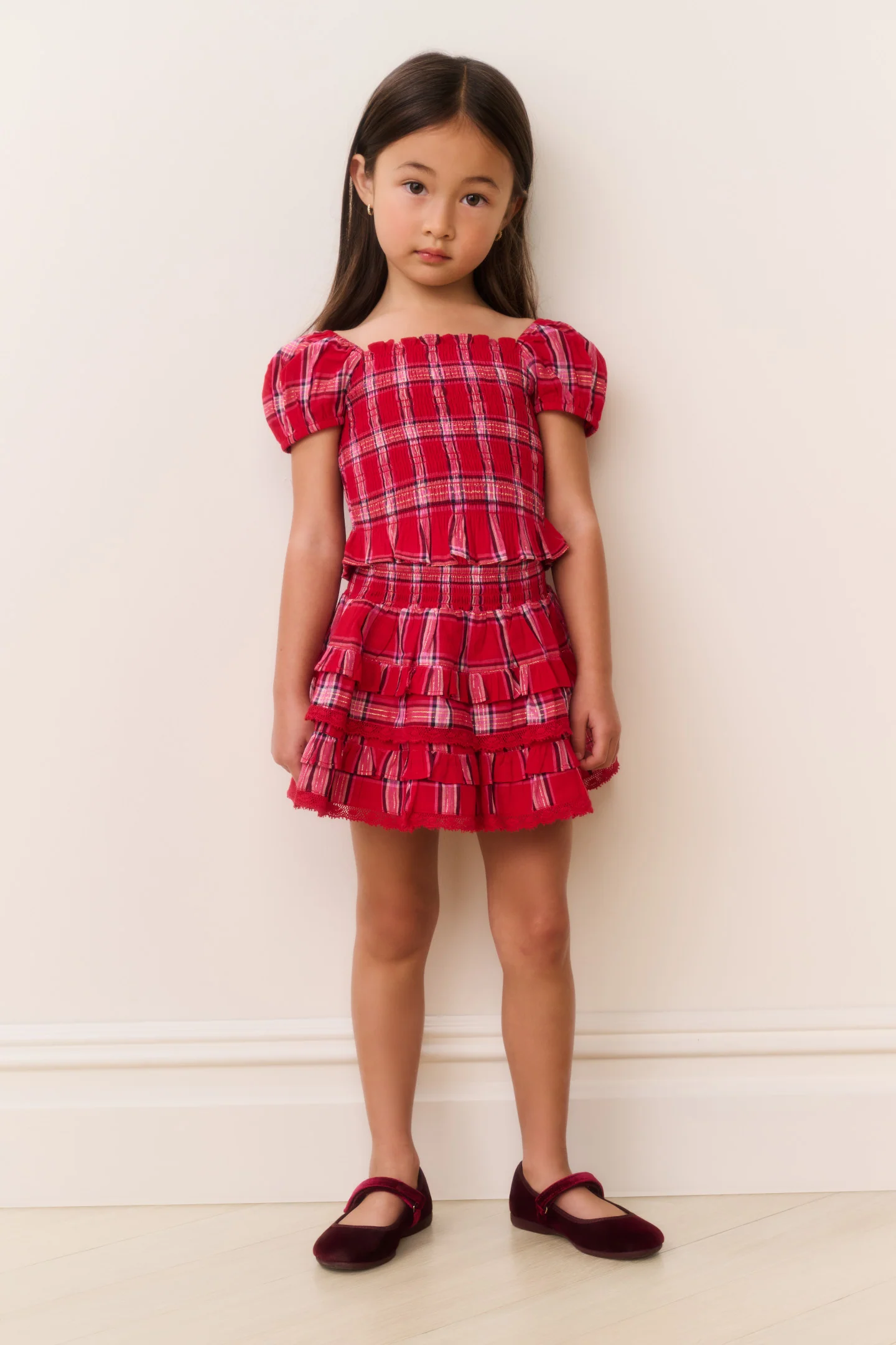 Top Tartan Fabielle para Meninas Pequenas