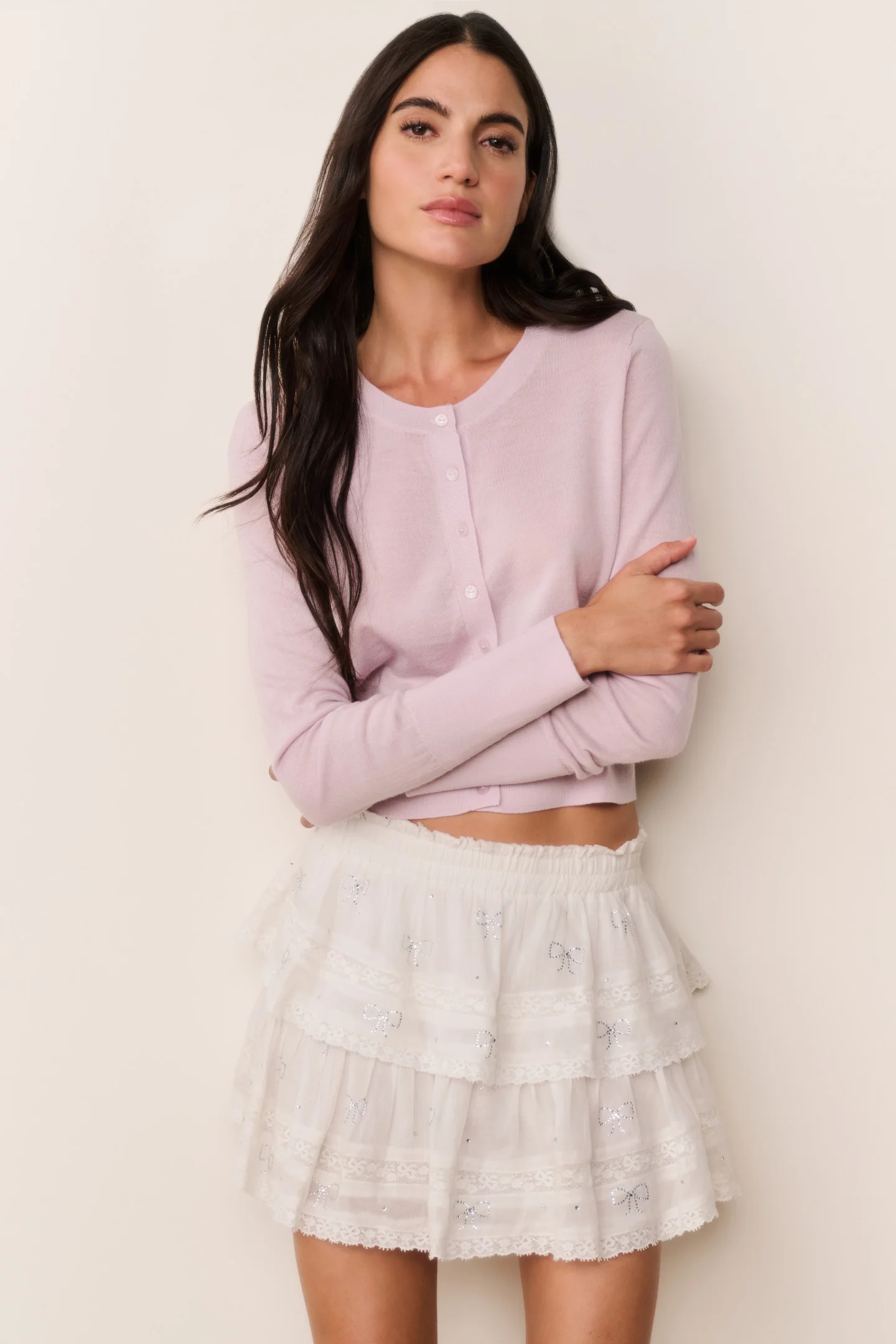 Cardigã Adeanne de Lã Pastel