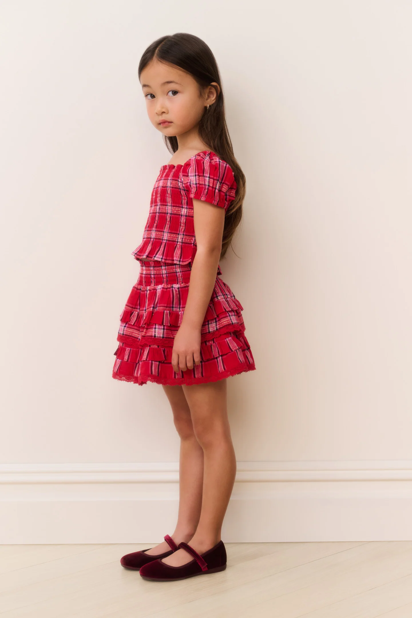 Top Tartan Fabielle para Meninas Pequenas
