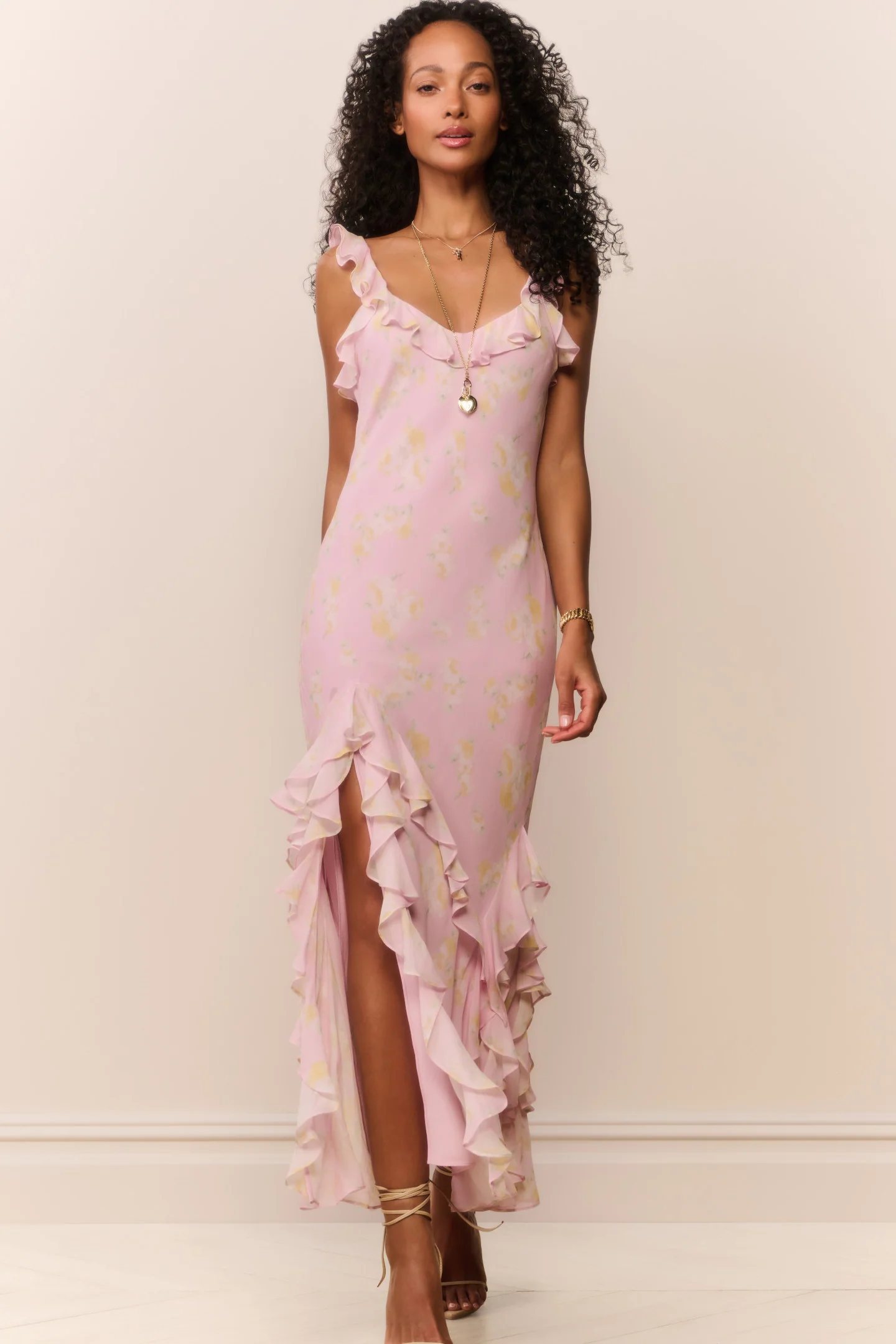 Vestido Longo de Chifon Floral Roseline