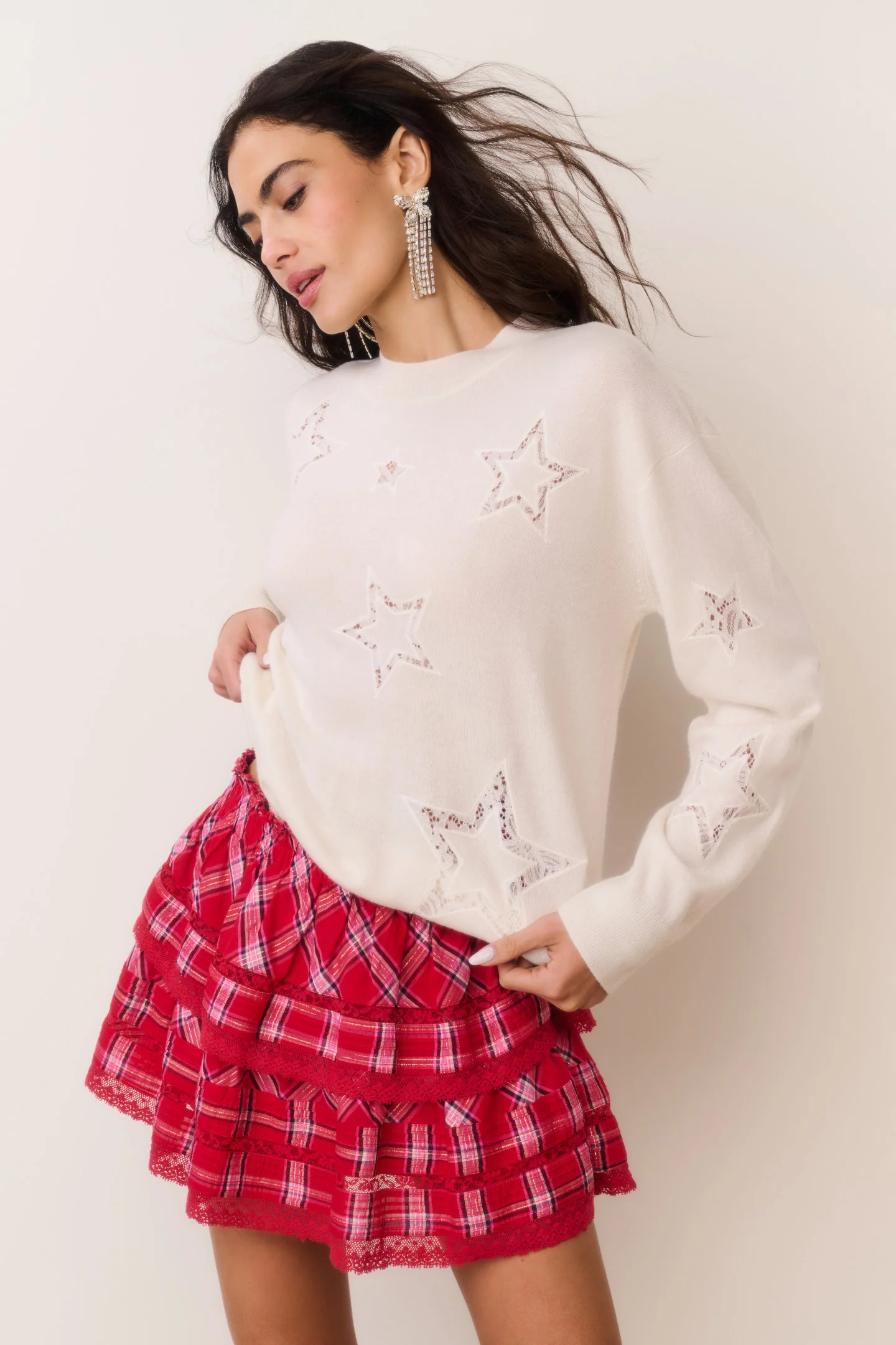 Westcott Pullover Estrela de Renda de Lã e Caxemira