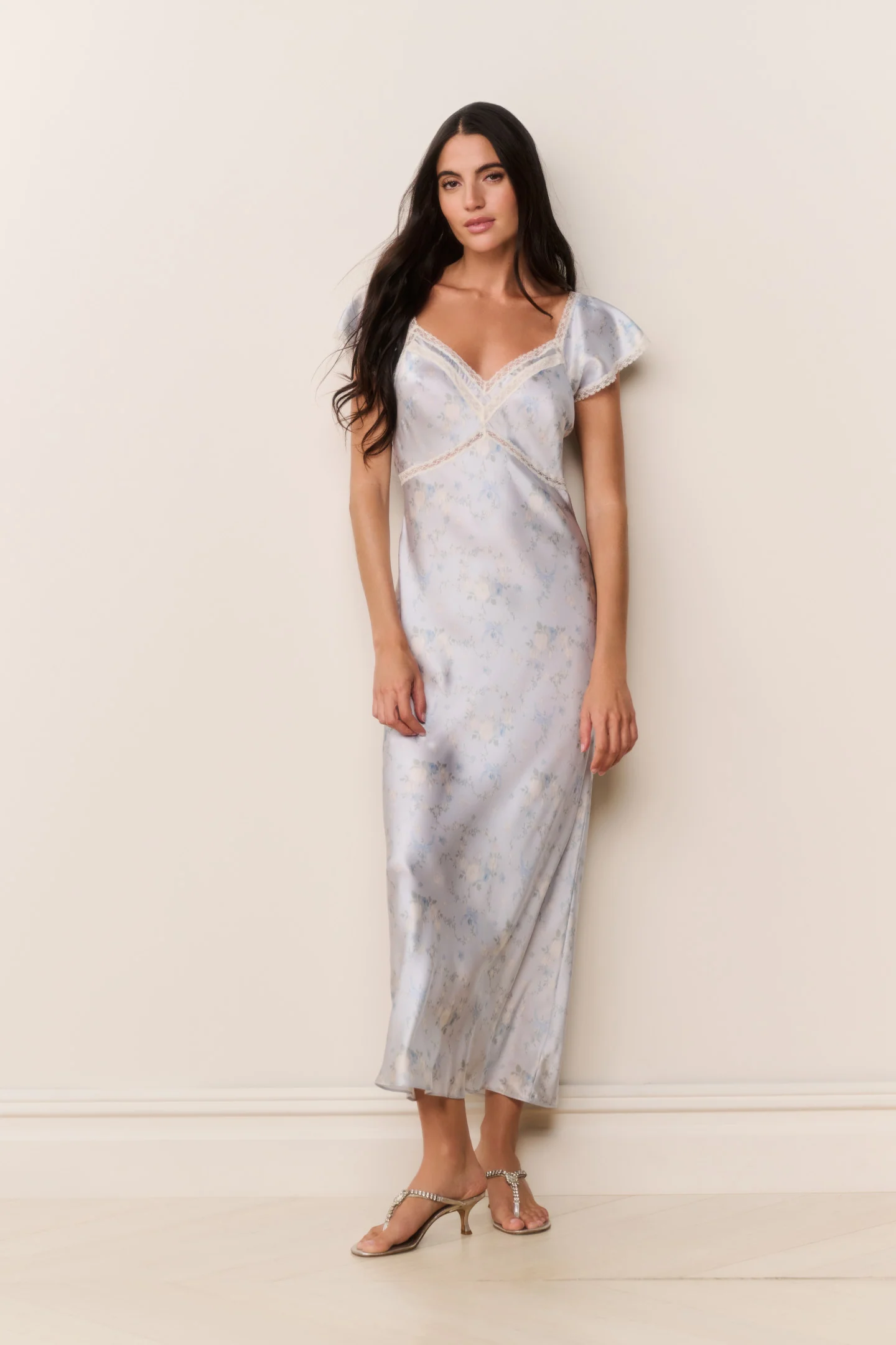 Vestido Longo Floral de Seda Eline