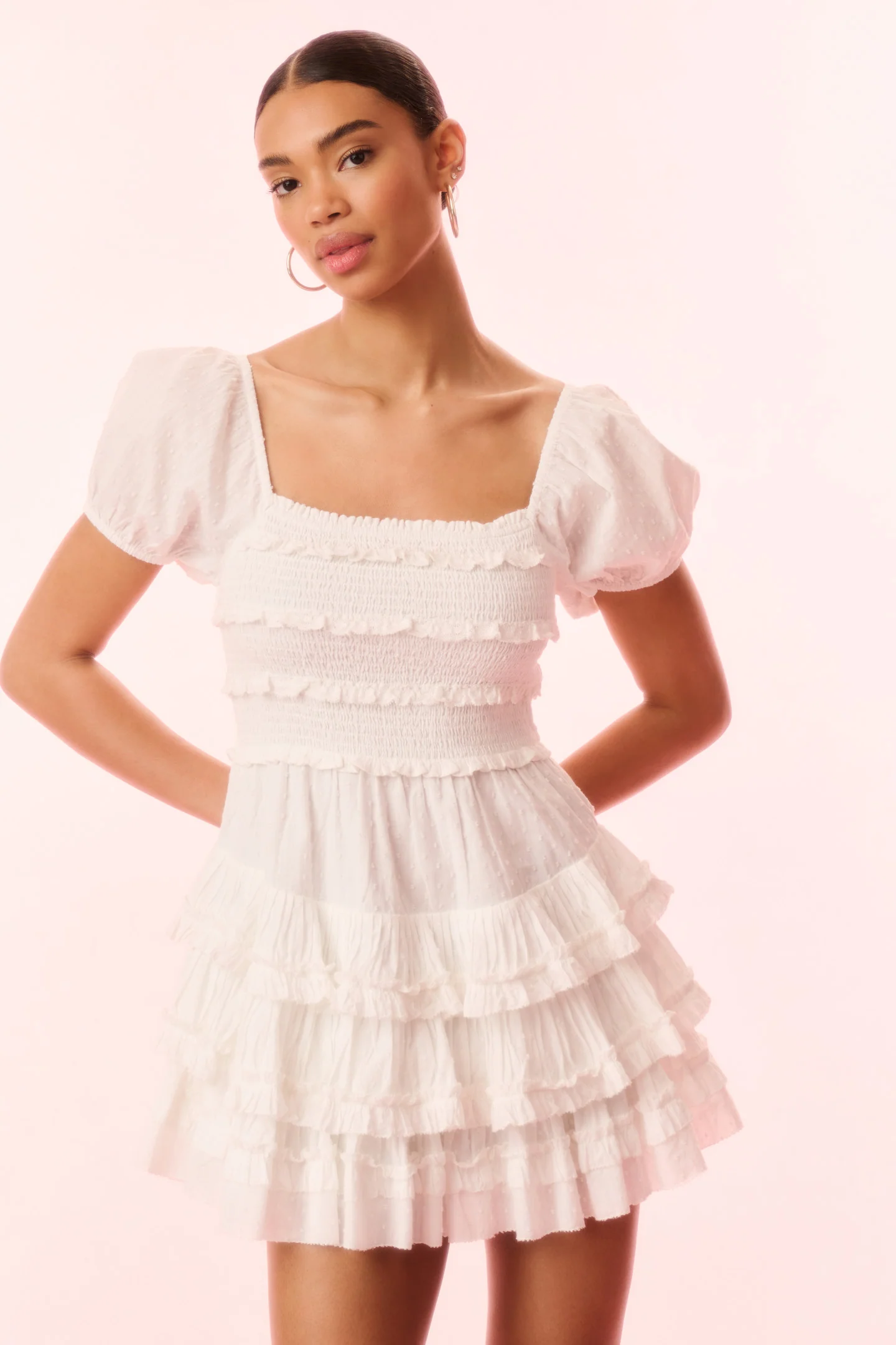 Vestido Mini com Renda de Algodão Fellows