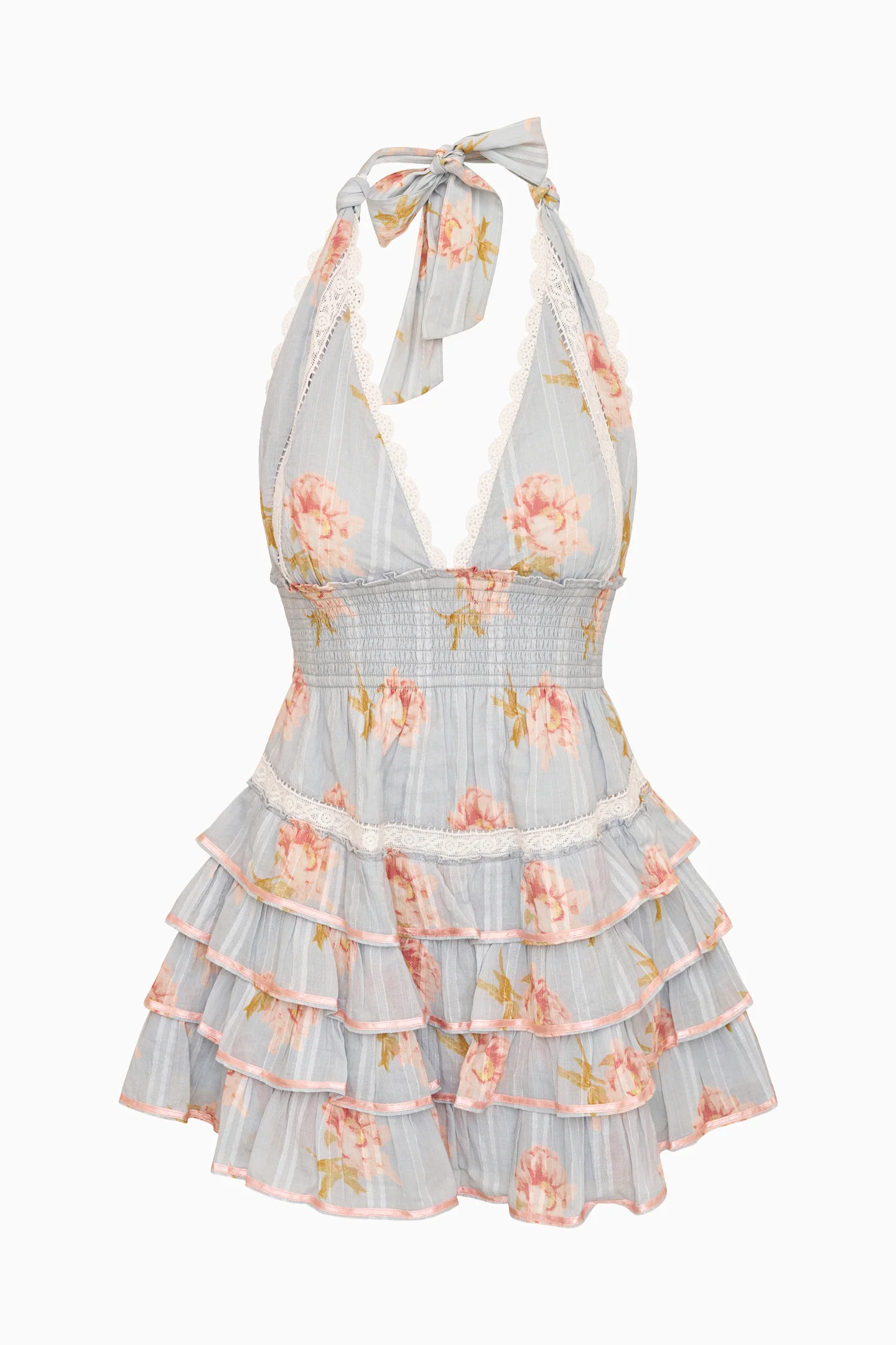 Vestido Mini Estampado de Pêssego em Algodão Kerch
