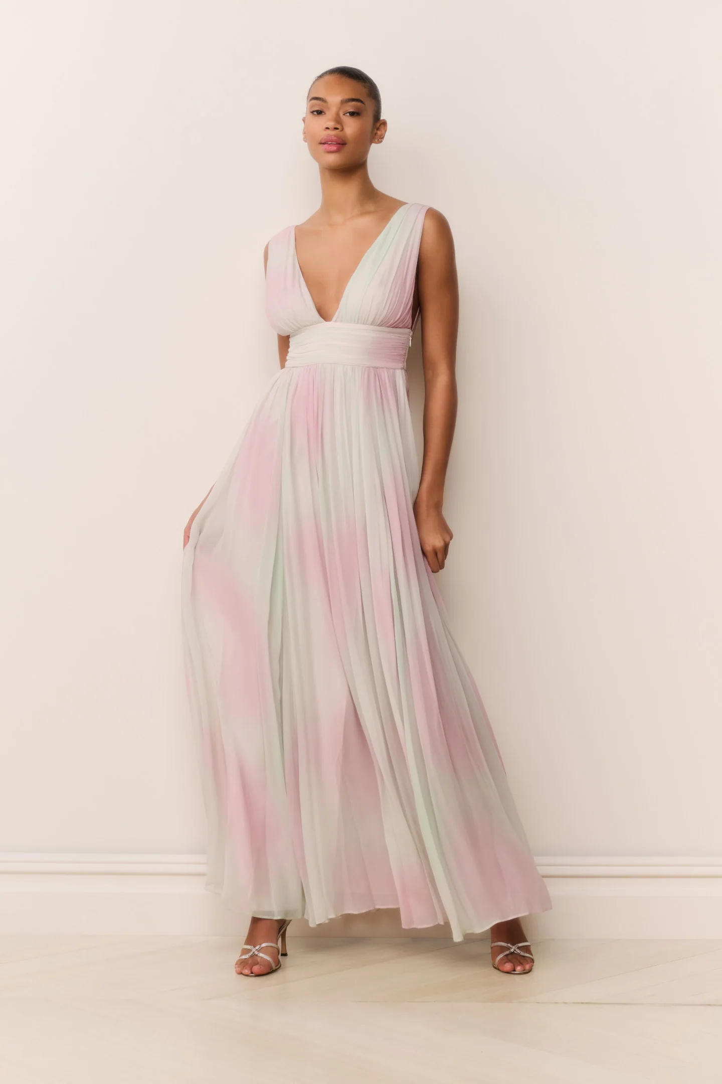 Vestido Maxi de Chifon Tie-Dye Pastel Madeleine