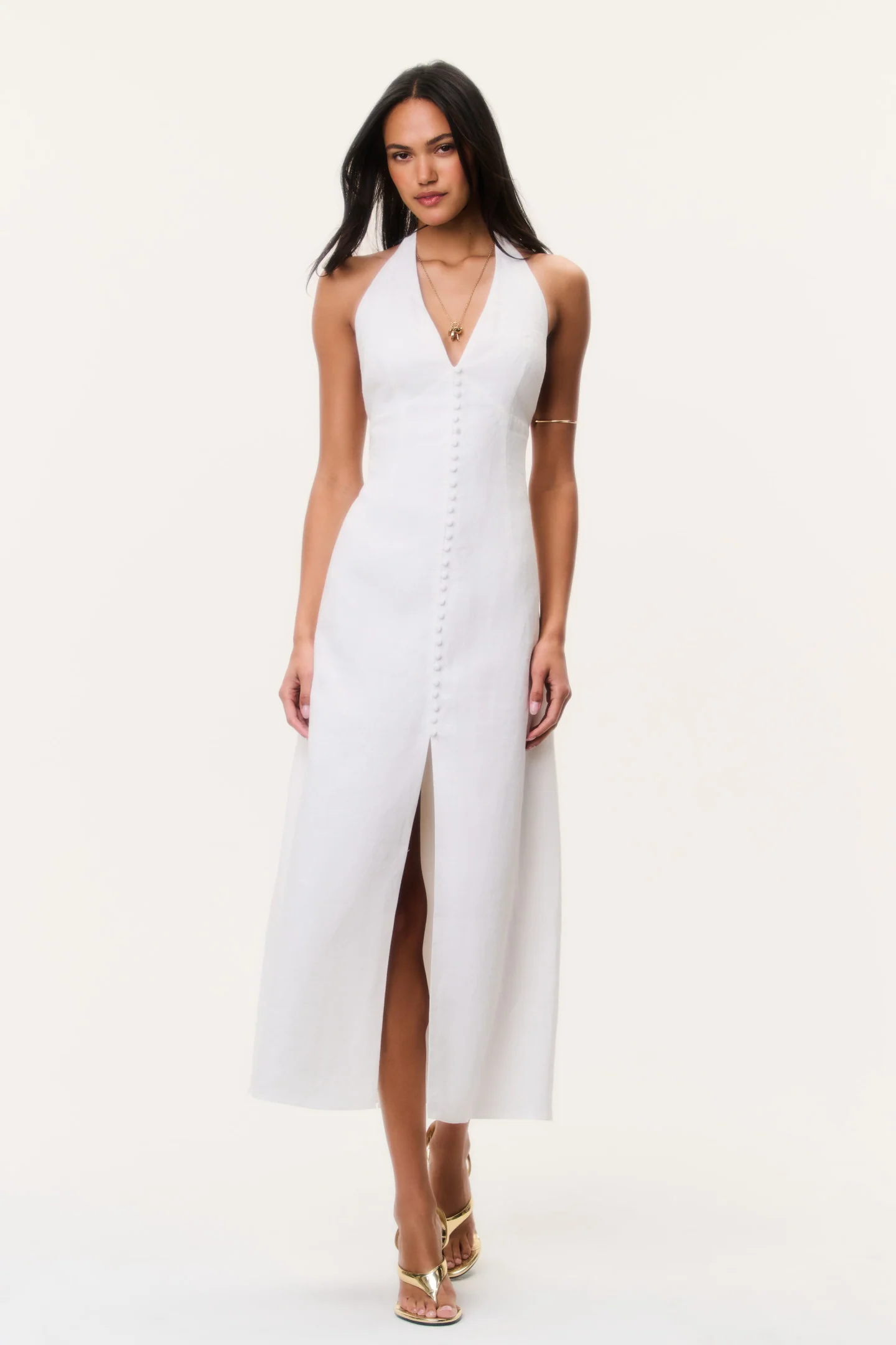 Vestido Maxi Halter de Linho Lovis