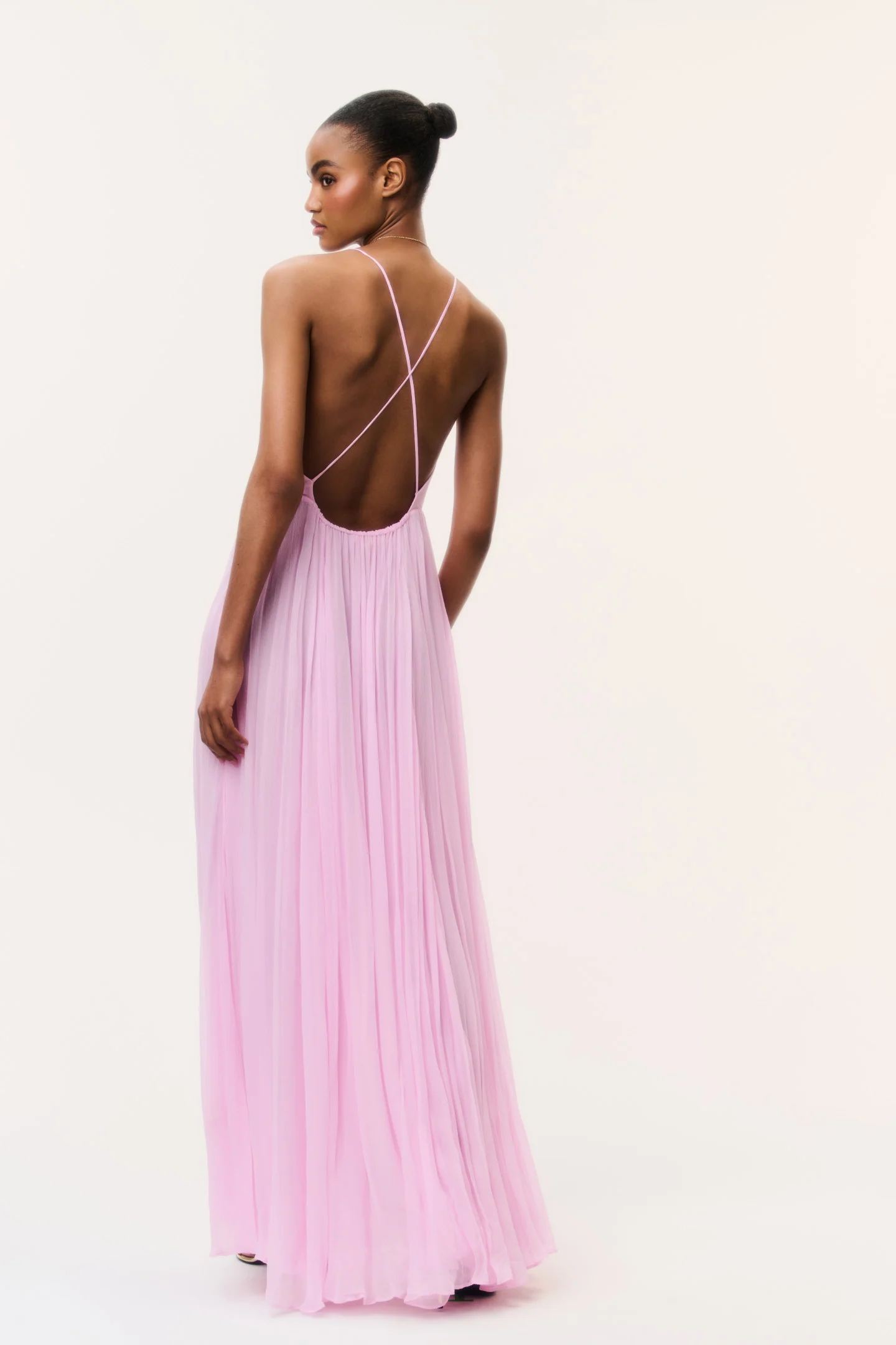 Vestido Longo Maxi de Chifon com Costas Abertas Dayna