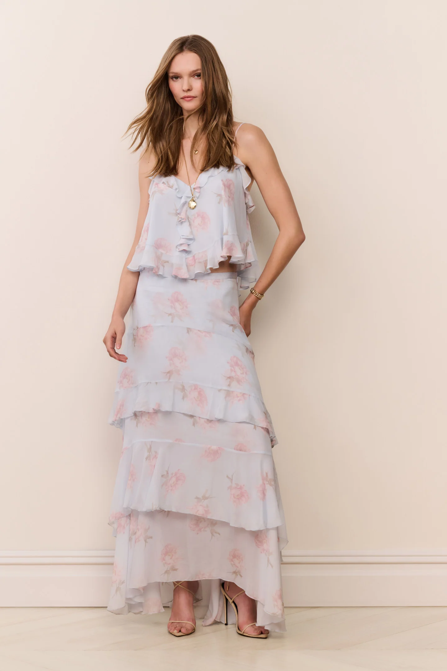 Sai Longo de Chifon com Estampa Floral Soleia Sai Longo de Chifon com Estampa Floral Soleia